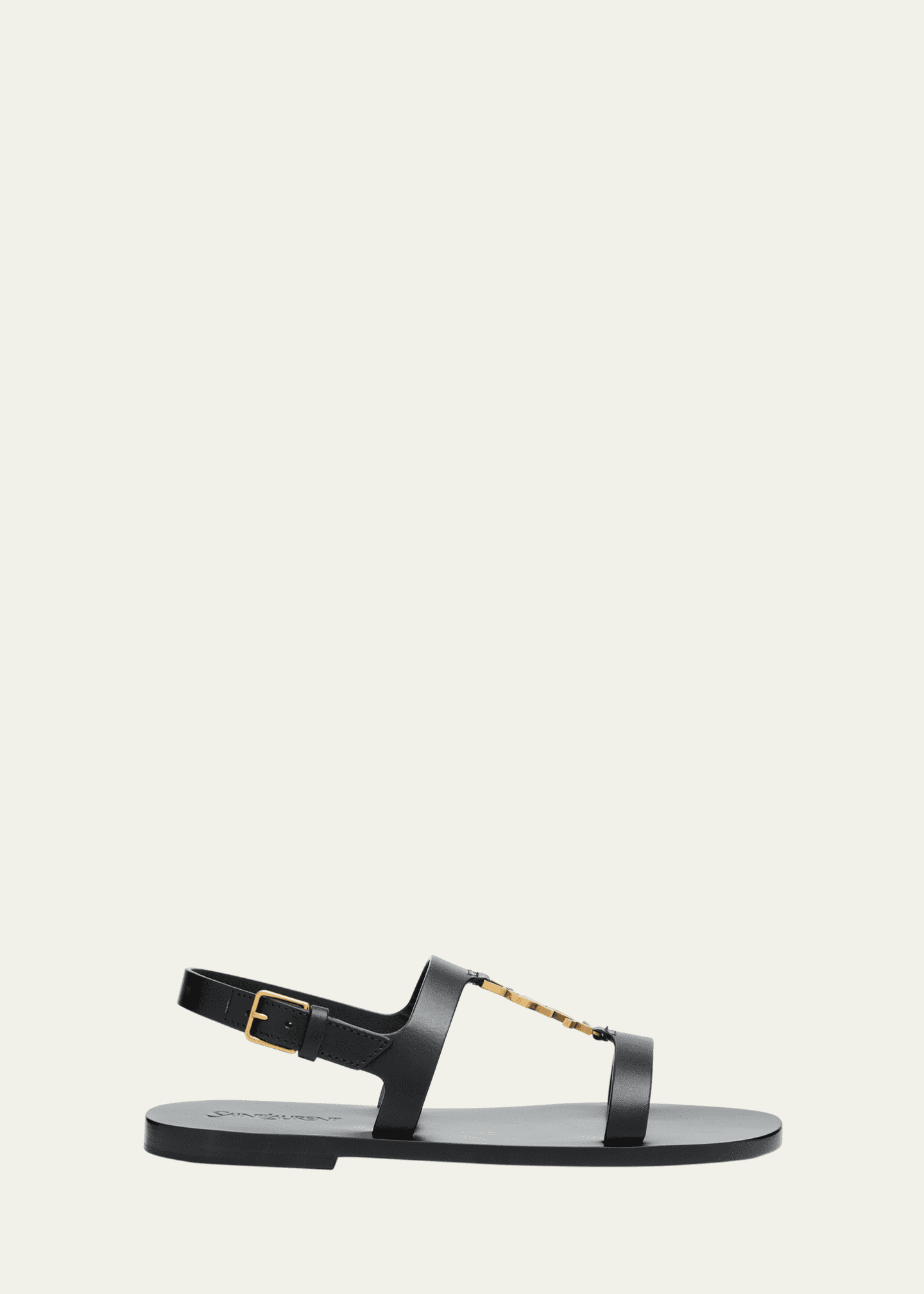 Saint Laurent Cassandra Leather YSL Slingback Sandals Image 1 of 6