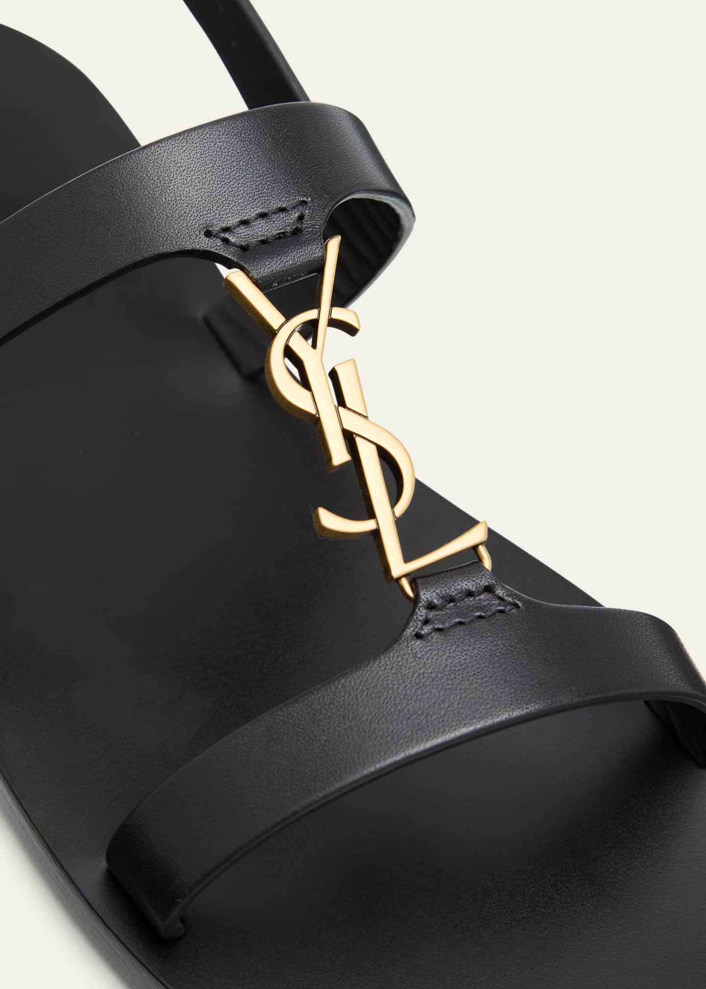 Saint Laurent Cassandra Leather YSL Slingback Sandals Image 5 of 6