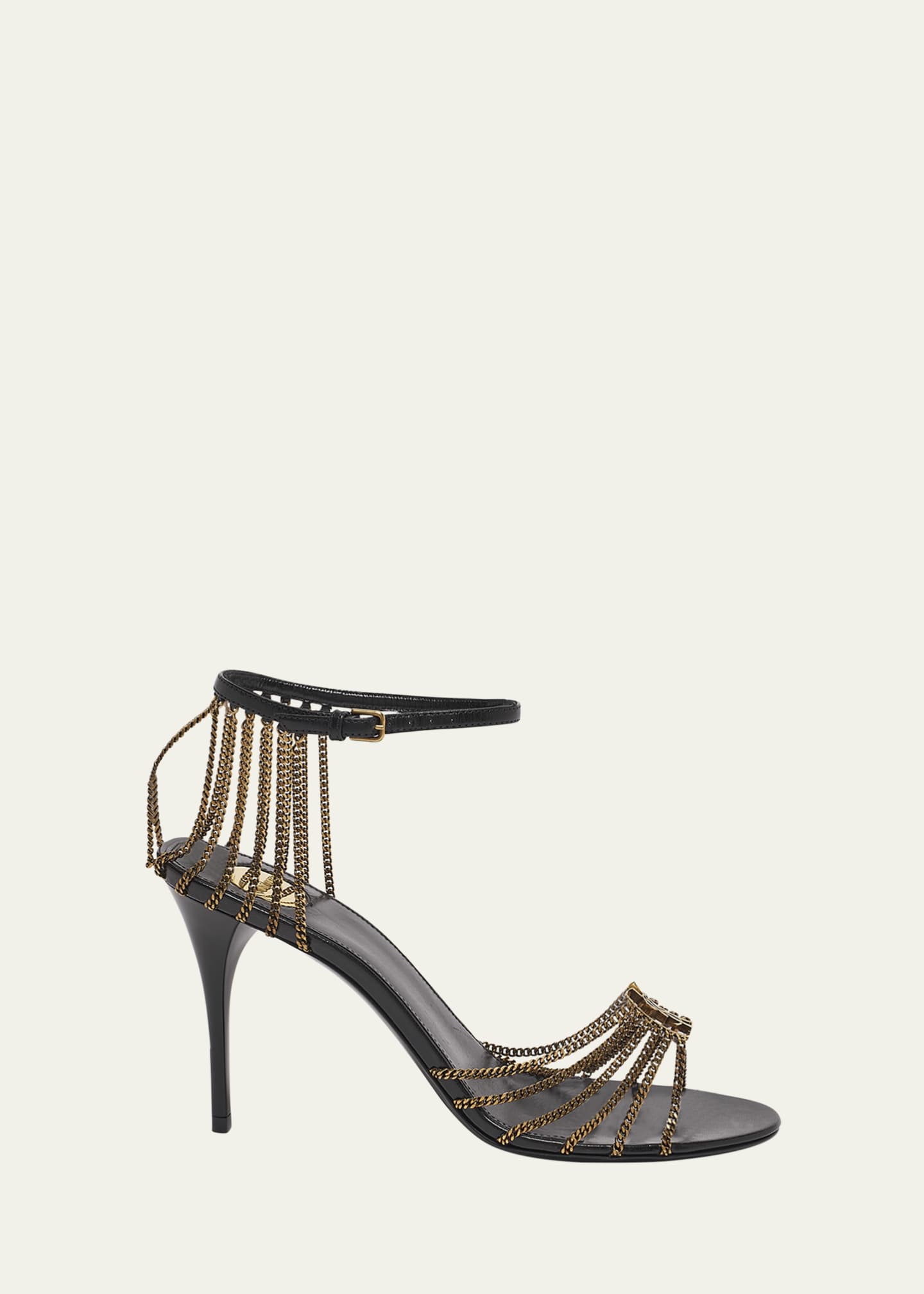 Saint Laurent Babylone Strappy Chain YSL Stiletto Sandals Image 1 of 5