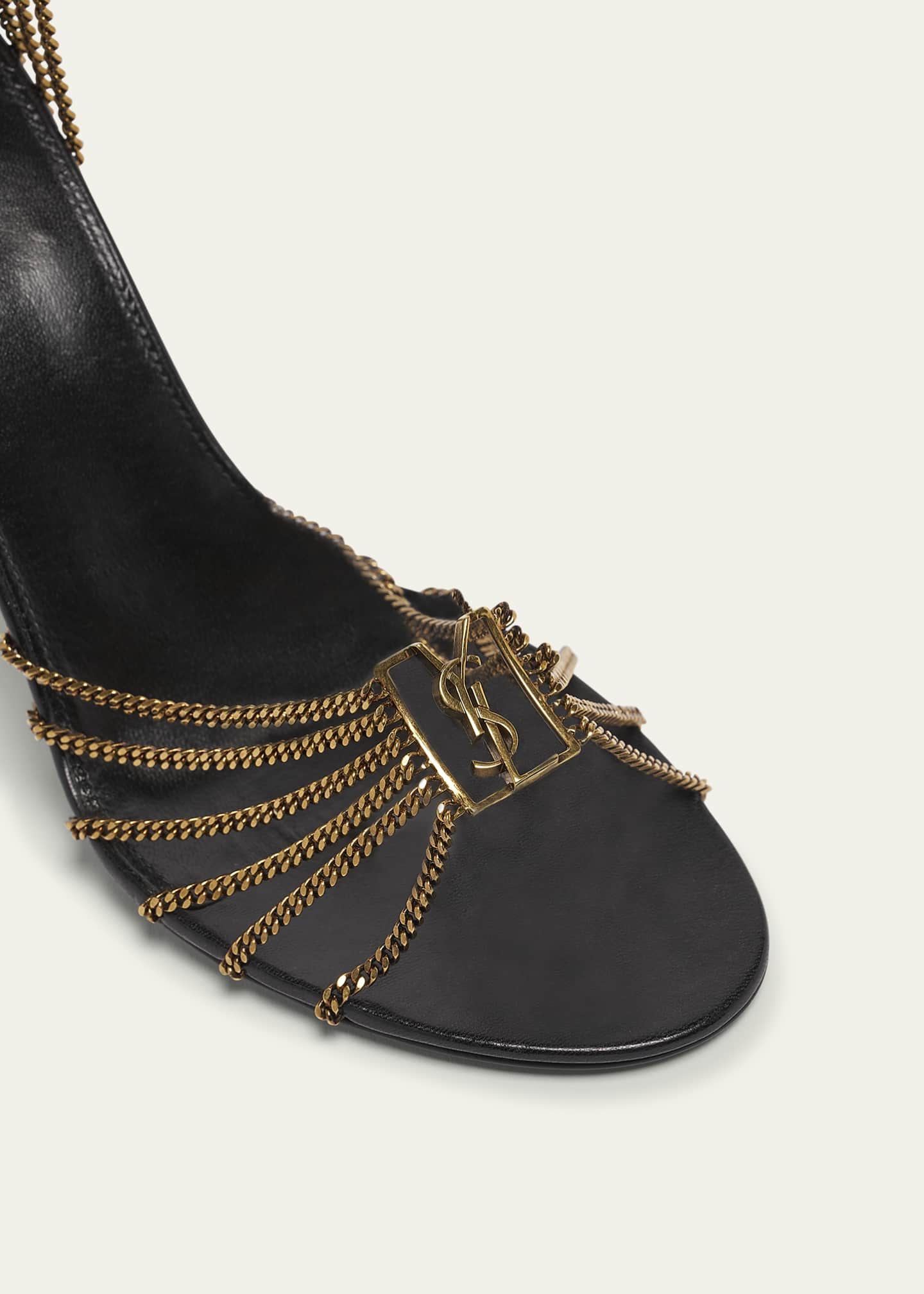 Saint Laurent Babylone Strappy Chain YSL Stiletto Sandals Image 5 of 5