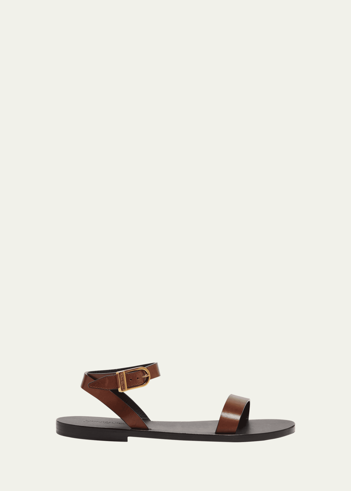 Saint Laurent Sahara Leather Ankle-Strap Sandals Image 1 of 5