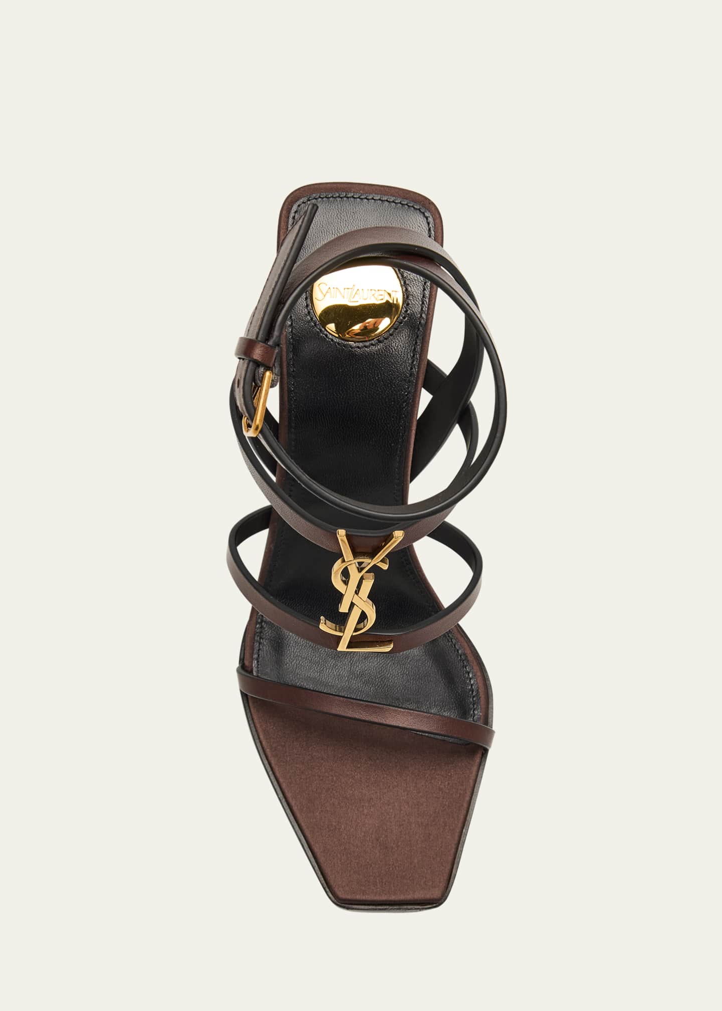 Saint Laurent Cassandra Leather YSL Wedge Sandals Image 4 of 4