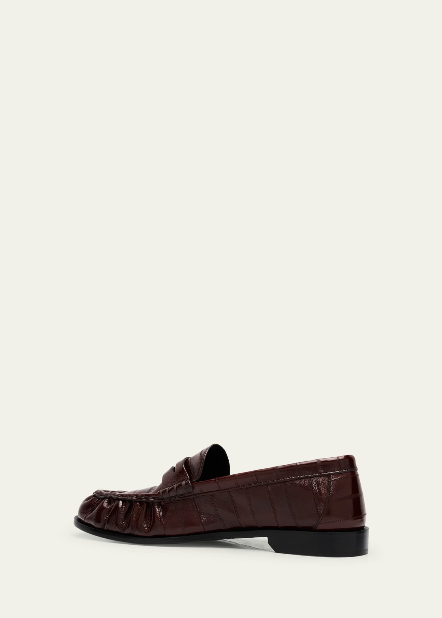 Saint Laurent Men's Eel Leather Cassandre Penny Loafers Image 2 of 4