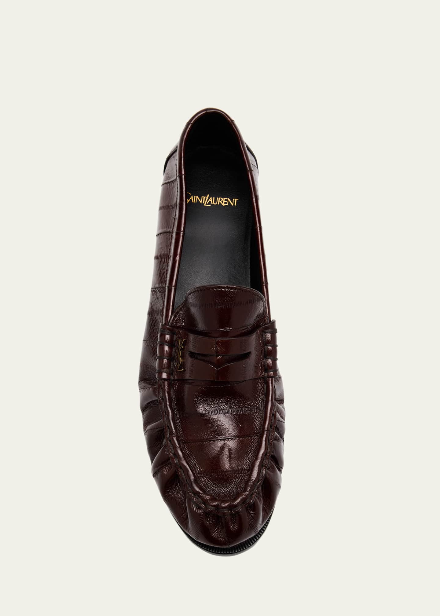 Saint Laurent Men's Eel Leather Cassandre Penny Loafers Image 4 of 4