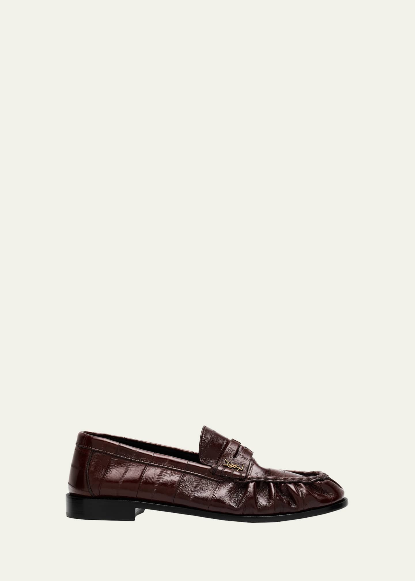 Saint Laurent Men's Eel Leather Cassandre Penny Loafers Image 1 of 4