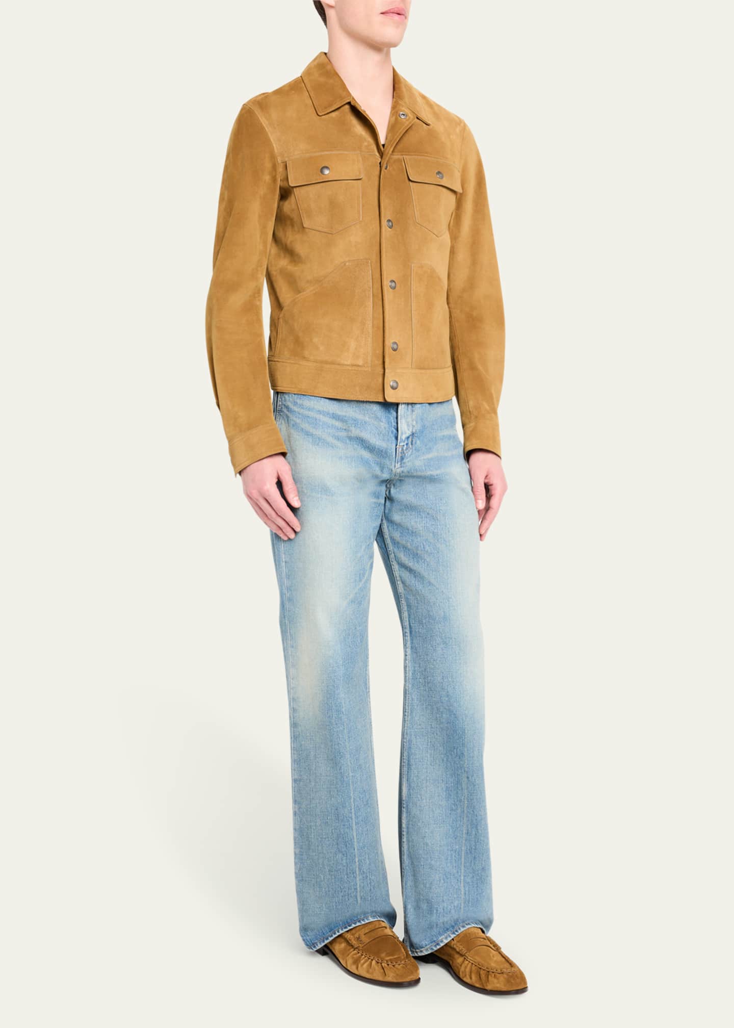 Saint Laurent Men's Limited Edition Suede YSL Penny Loafers Image 3 of 6