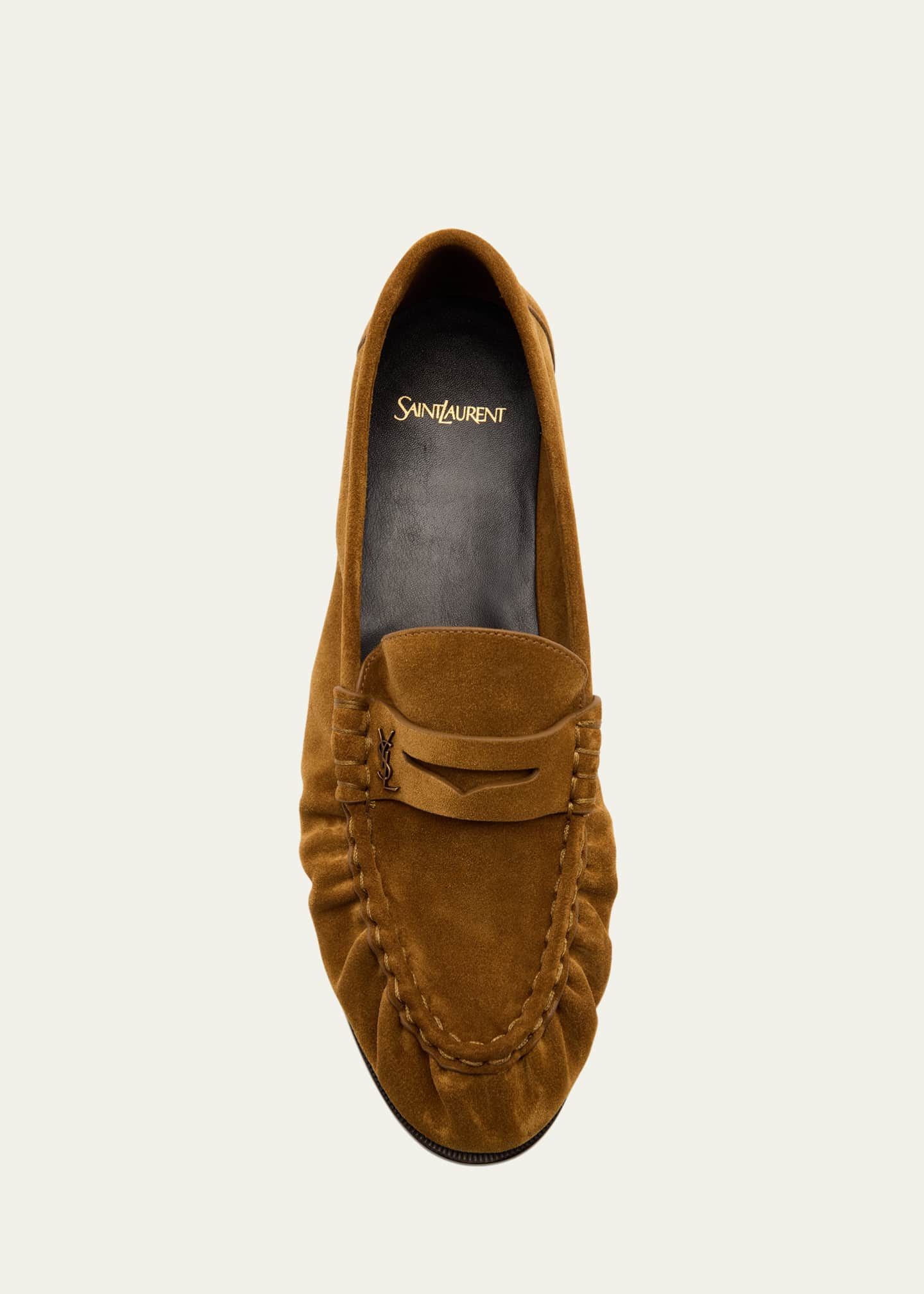 Saint Laurent Men's Limited Edition Suede YSL Penny Loafers Image 6 of 6