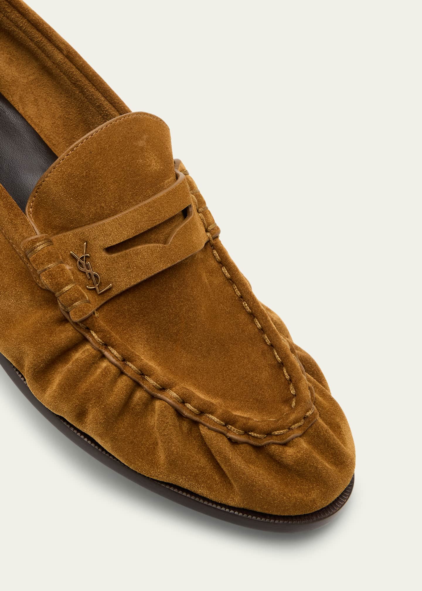 Saint Laurent Men's Limited Edition Suede YSL Penny Loafers Image 5 of 6