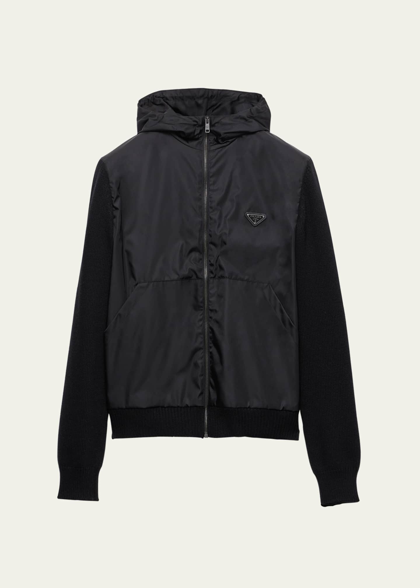 Prada Men's Cashmere-Wool Hooded Sweater - Bergdorf Goodman