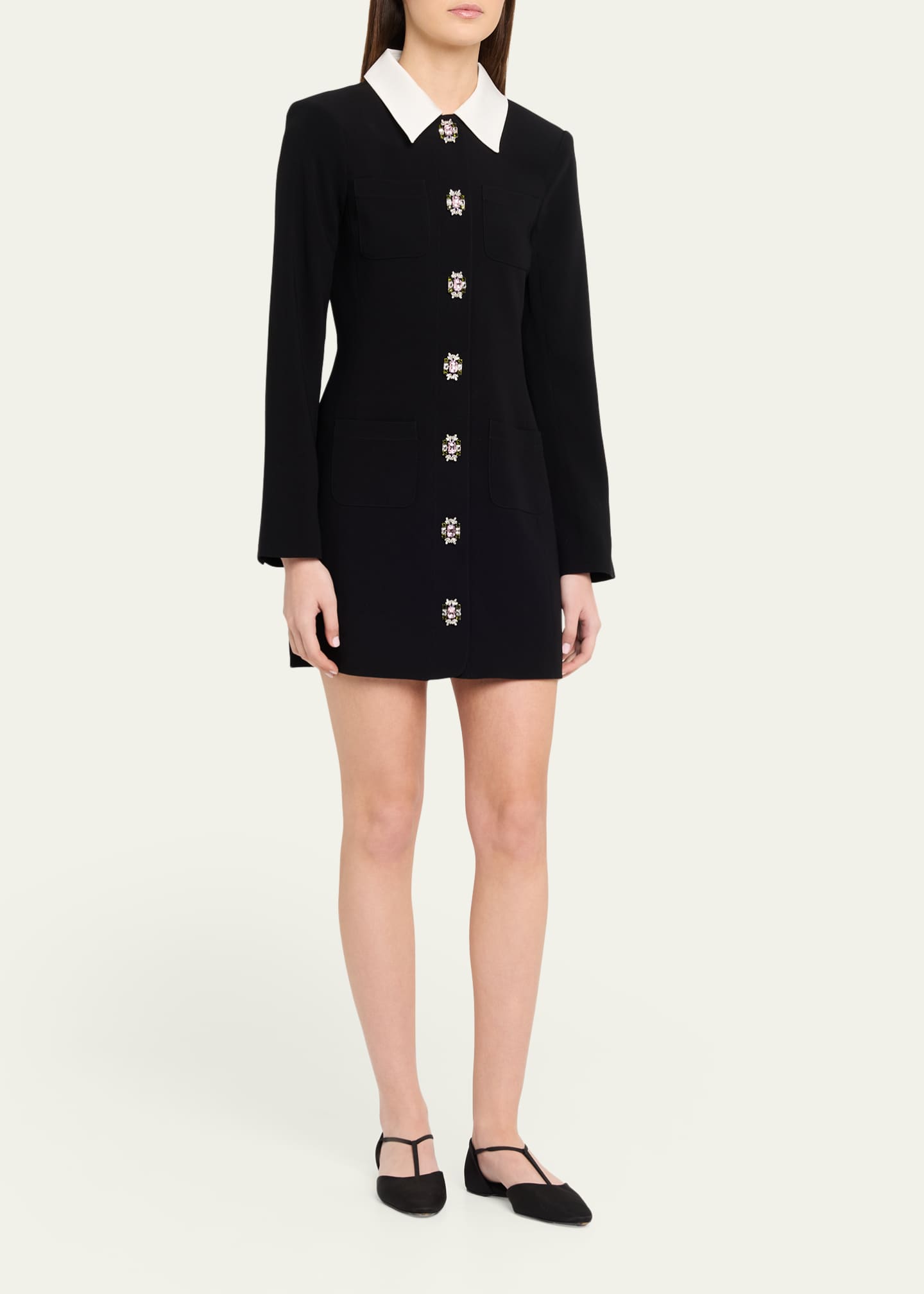 cinq a sept black mini dress Women's Cinq À Sept Enid Embroidered Ruffle Dress, Size 10 main image 1