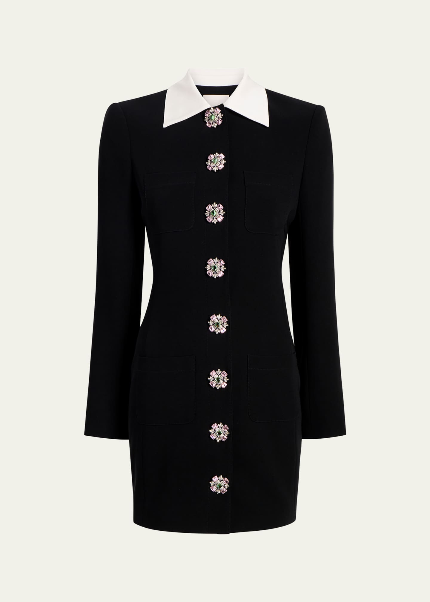Cinq a Sept Sheryl Tailored Crystal-Button Mini Dress Image 1 of 3