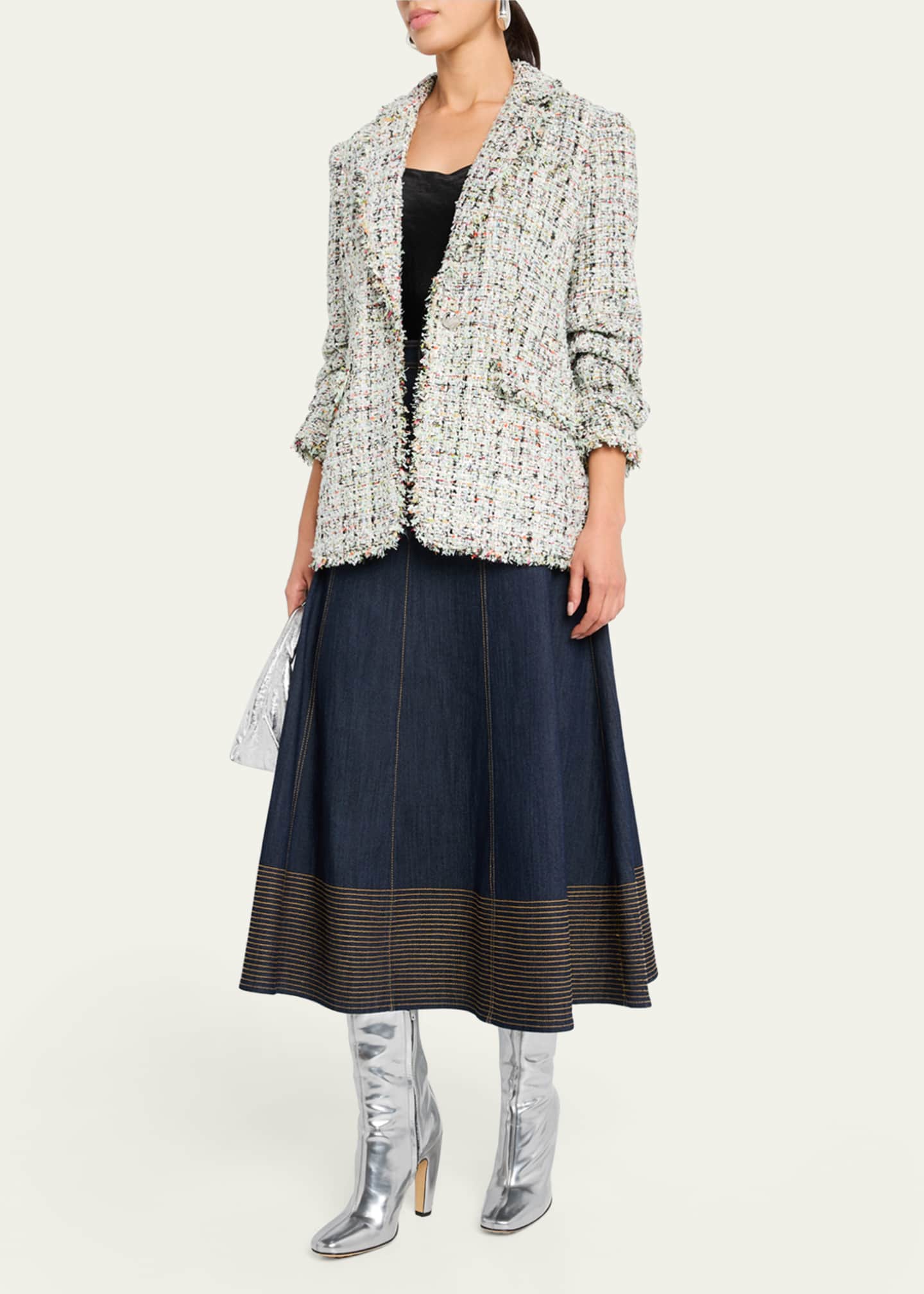 Cinq a Sept Hester A-Line Denim Skirt with Topstitching Image 2 of 5