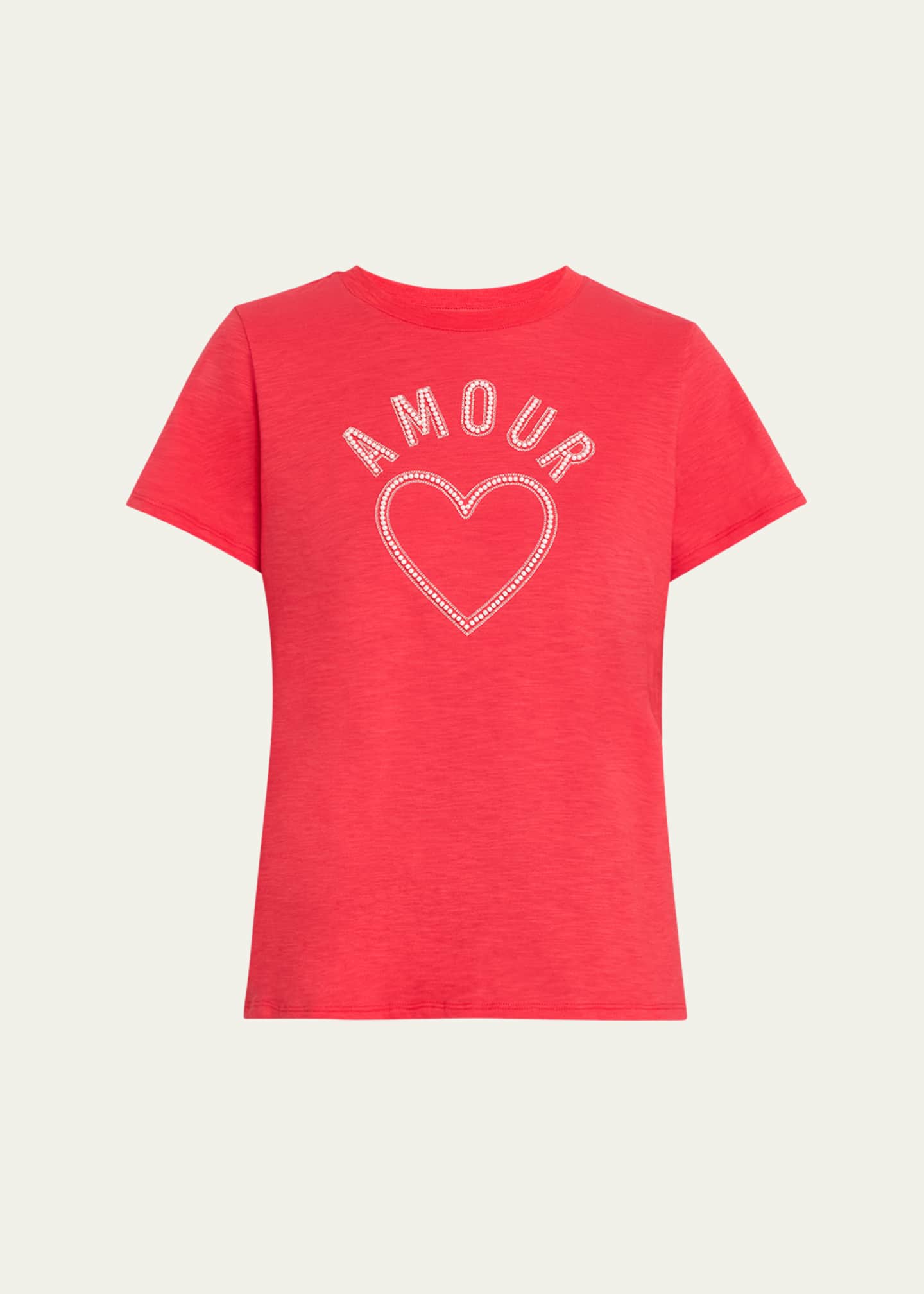 Cinq a Sept Pearl-Embellished Amour Crewneck Tee Image 1 of 5