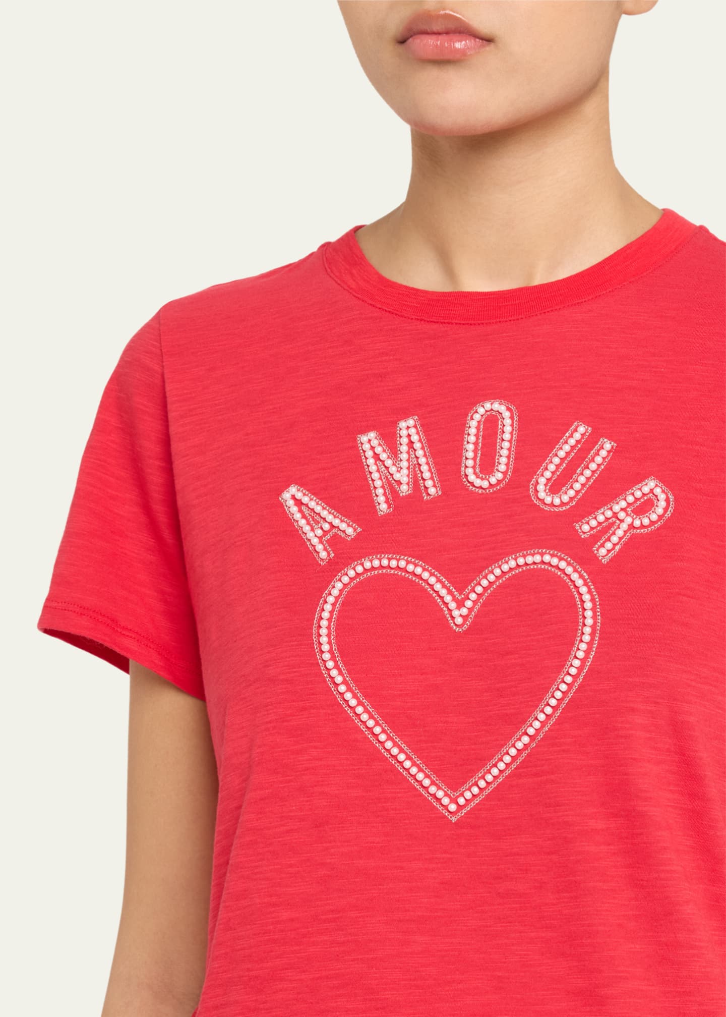 Cinq a Sept Pearl-Embellished Amour Crewneck Tee Image 5 of 5