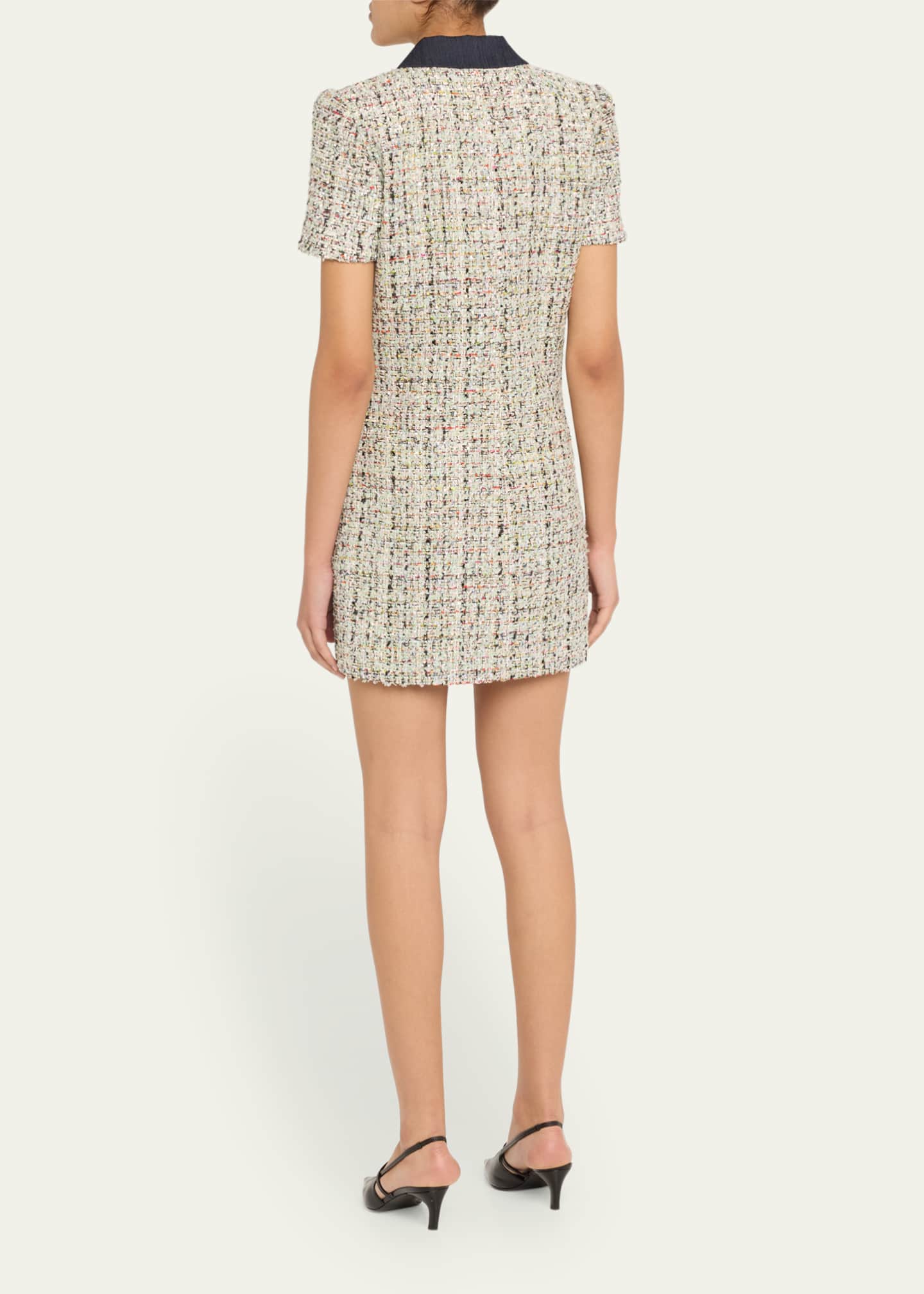 Cinq a Sept Anya Short-Sleeve Boucle Mini Dress Image 3 of 5