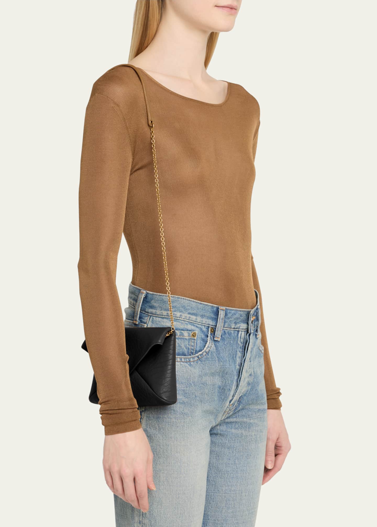 Saint Laurent Cassandre Small YSL Pouch on Chain in Calfskin Image 2 of 5