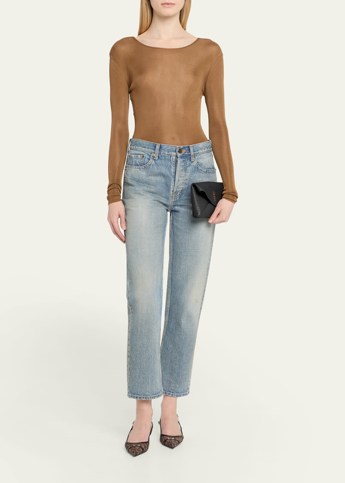 Saint Laurent Cassandre Small YSL Pouch on Chain in Calfskin Image 5 of 5