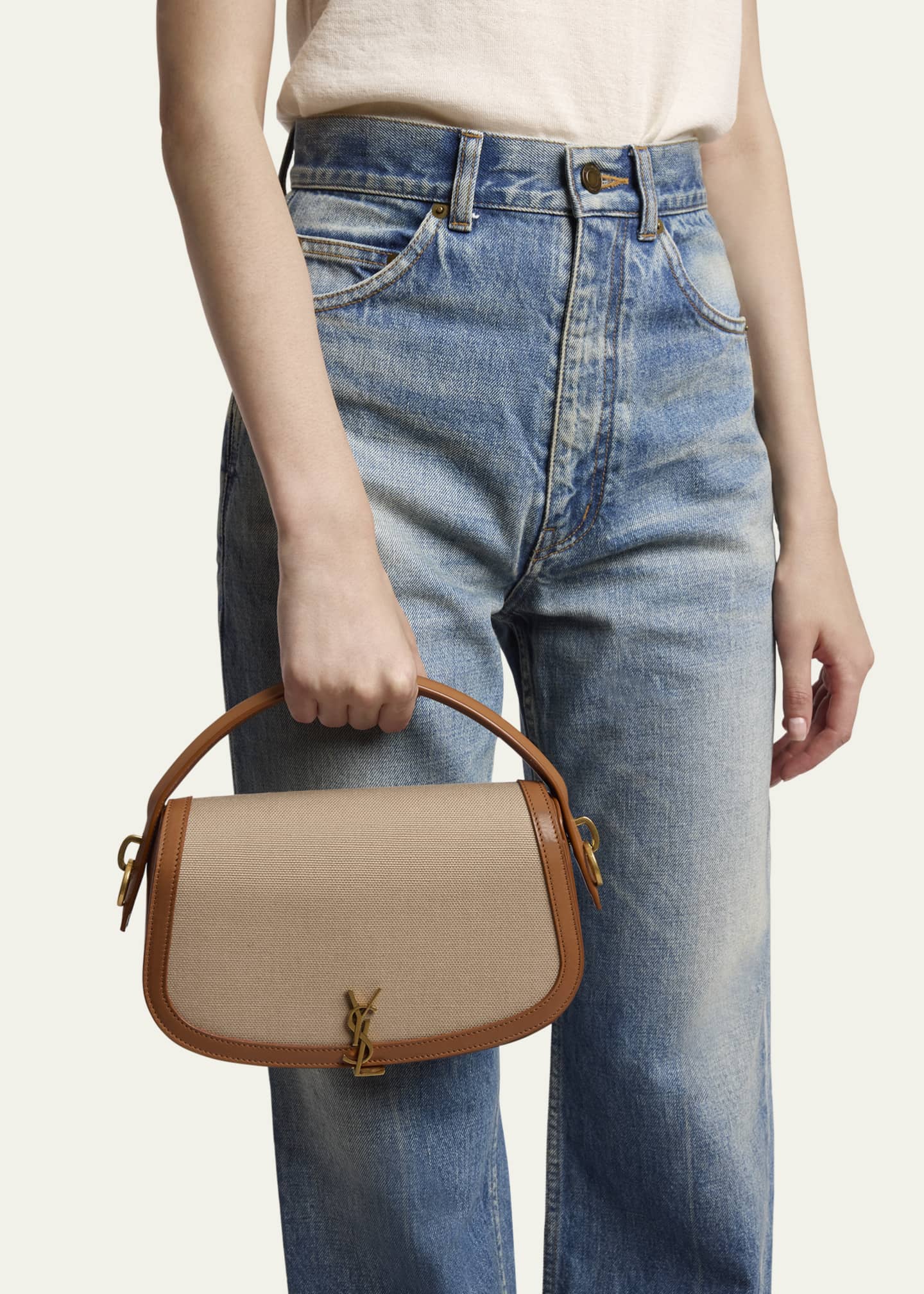 Saint Laurent Voltaire YSL Shoulder Bag in Canvas and Leather Image 2 of 4