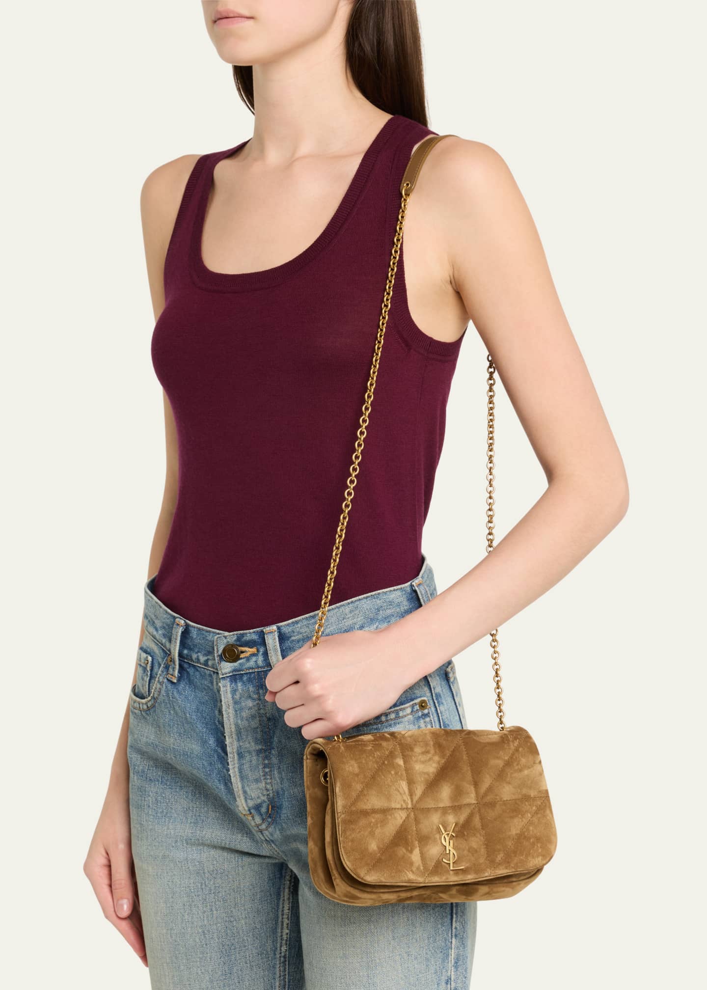 YSLミニショルダー Saint Laurent White Mini Manhattan Cross-Body Bag | Harrods US