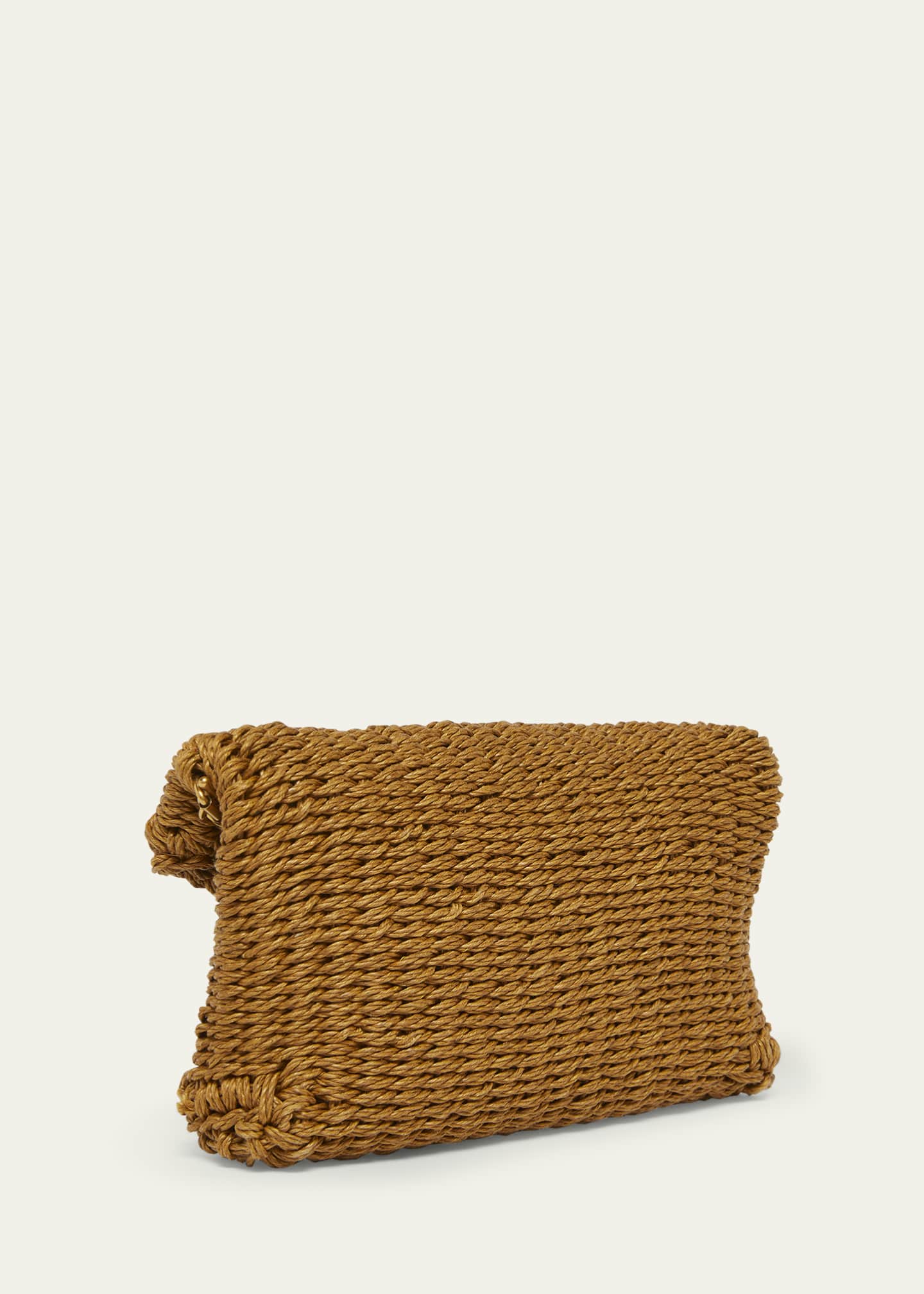 Saint Laurent Cassandre Small YSL Pouch Clutch Bag in Raffia Image 3 of 5