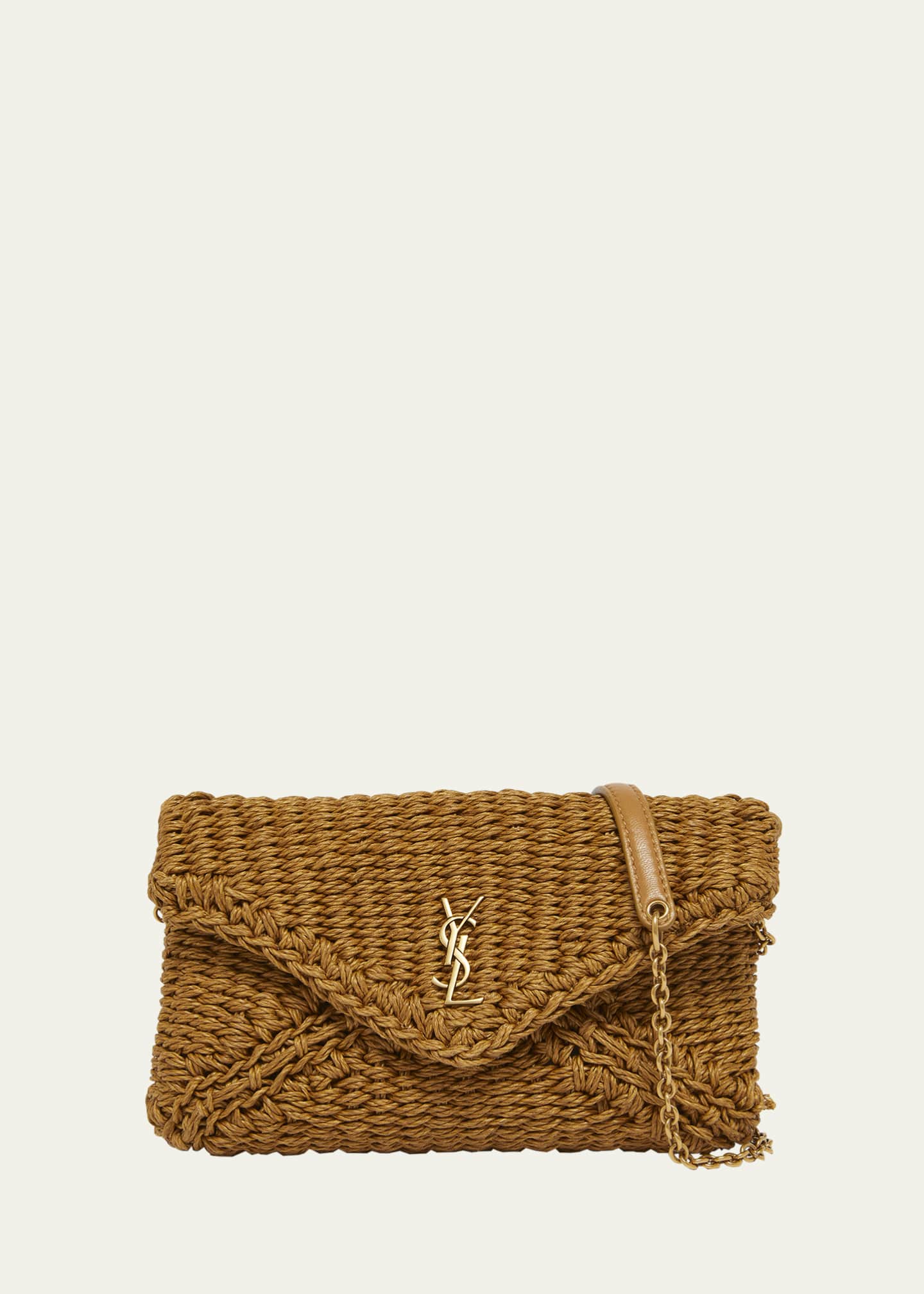 Saint Laurent Cassandre Small YSL Pouch Clutch Bag in Raffia Image 1 of 5