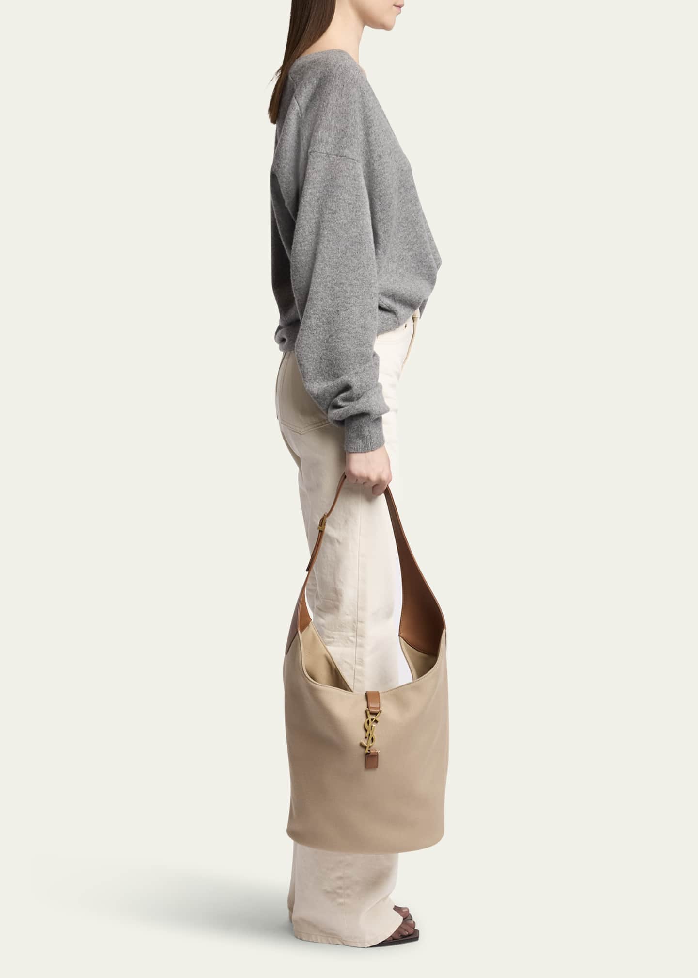 Saint Laurent Le 5 A 7 YSL Hobo Bag in Canvas and Leather Image 5 of 5