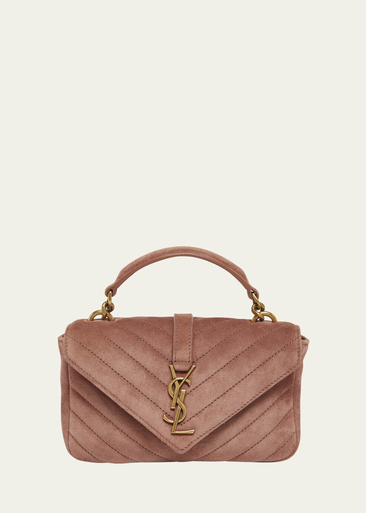 Saint Laurent College Mini Chain Shoulder Bag in Suede Image 1 of 5