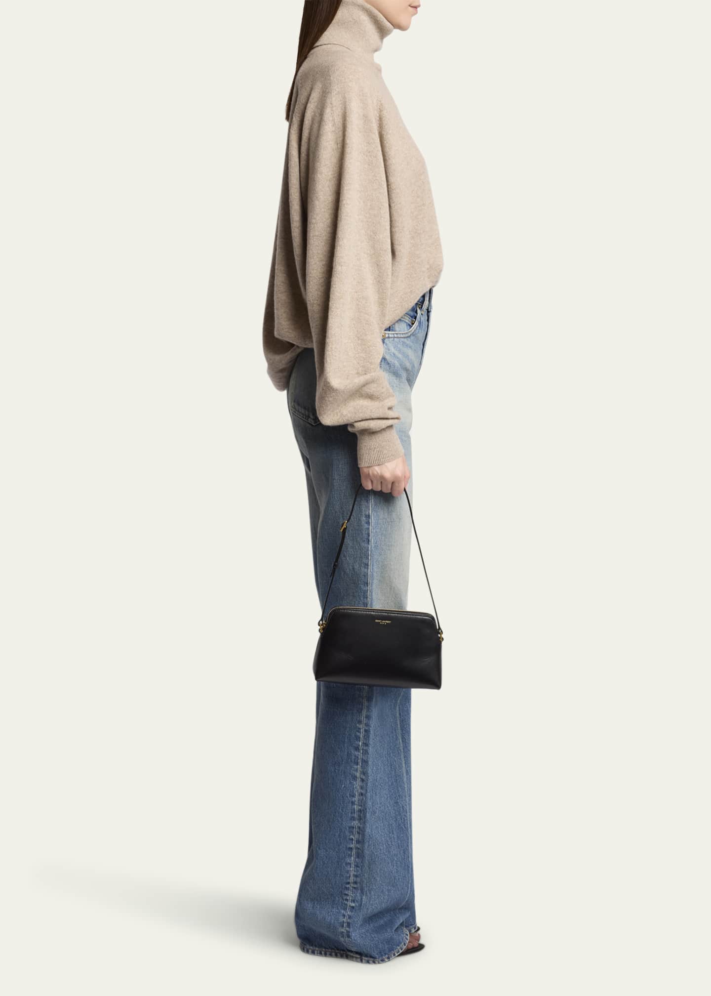 Saint Laurent Mini Pouch on Strap Shoulder Bag in Leather Image 5 of 5