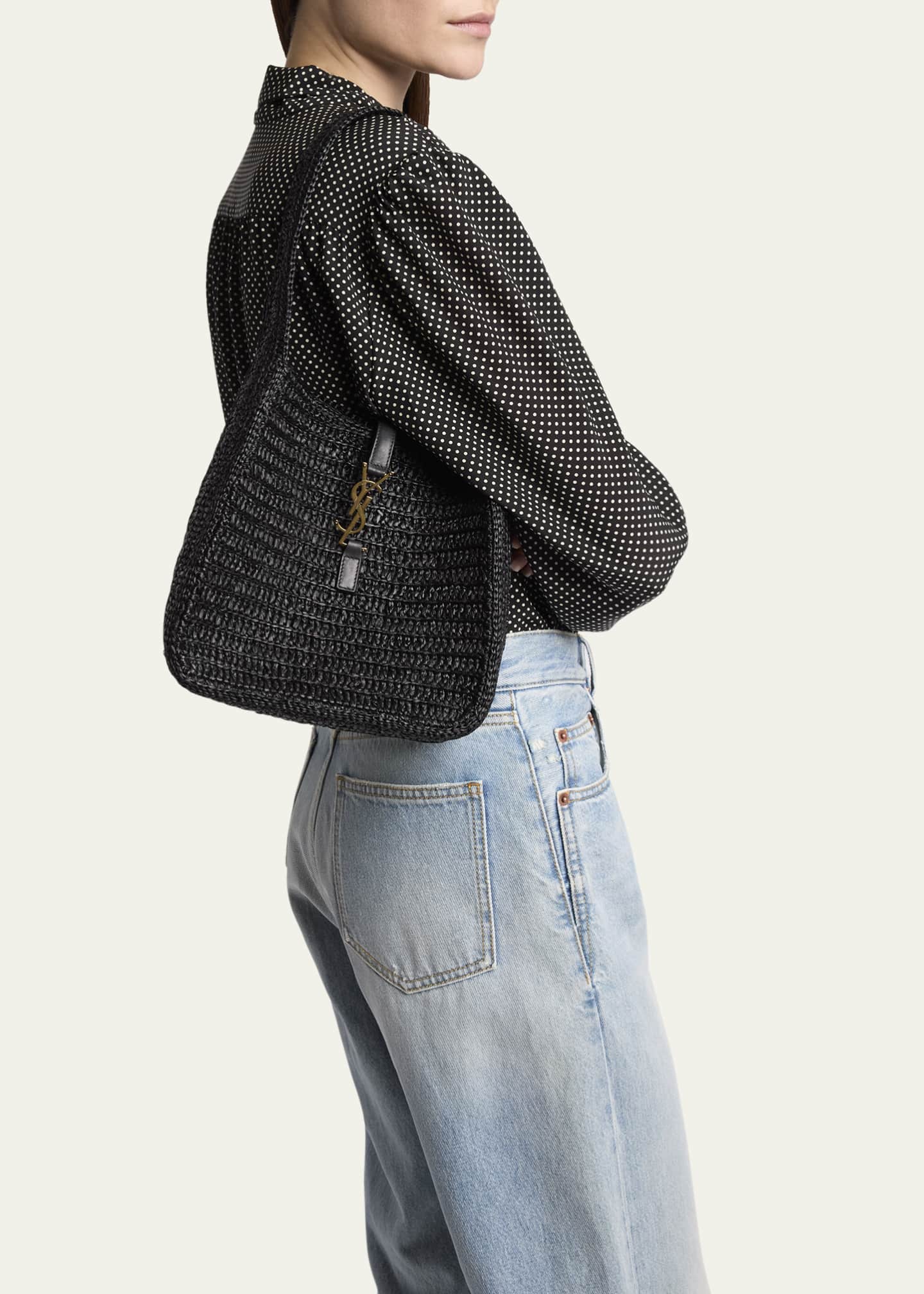 Saint Laurent Le 5 A 7 Small YSL Hobo Bag in Raffia Image 2 of 5