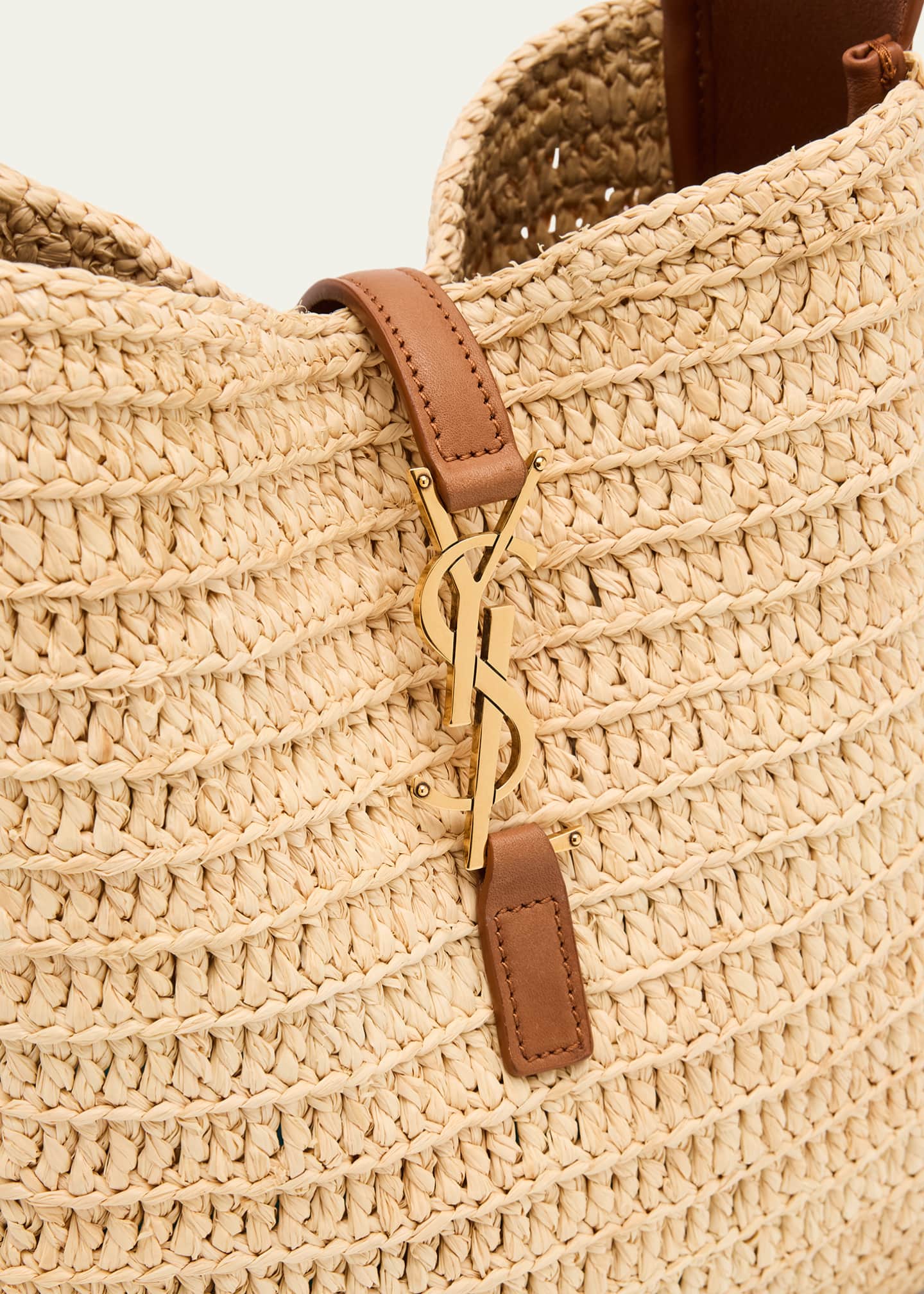 Saint Laurent Le 5 A 7 Small YSL Hobo Bag in Raffia and Leather Image 6 of 6