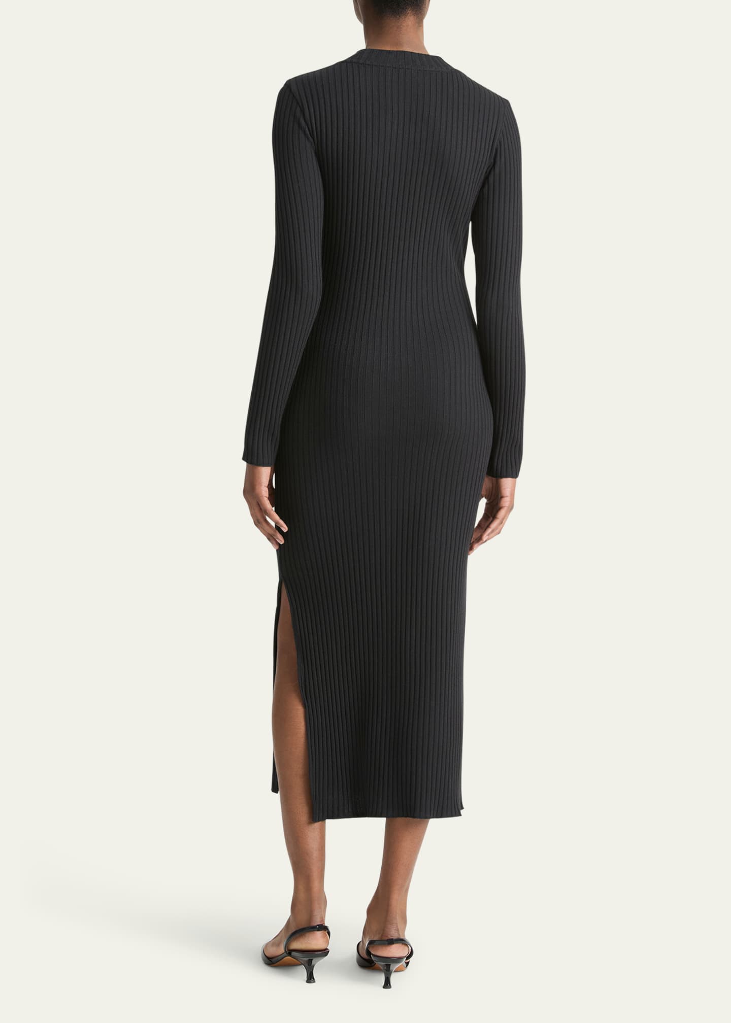 Vince Ribbed Long-Sleeve Midi Dress Image 3 of 4