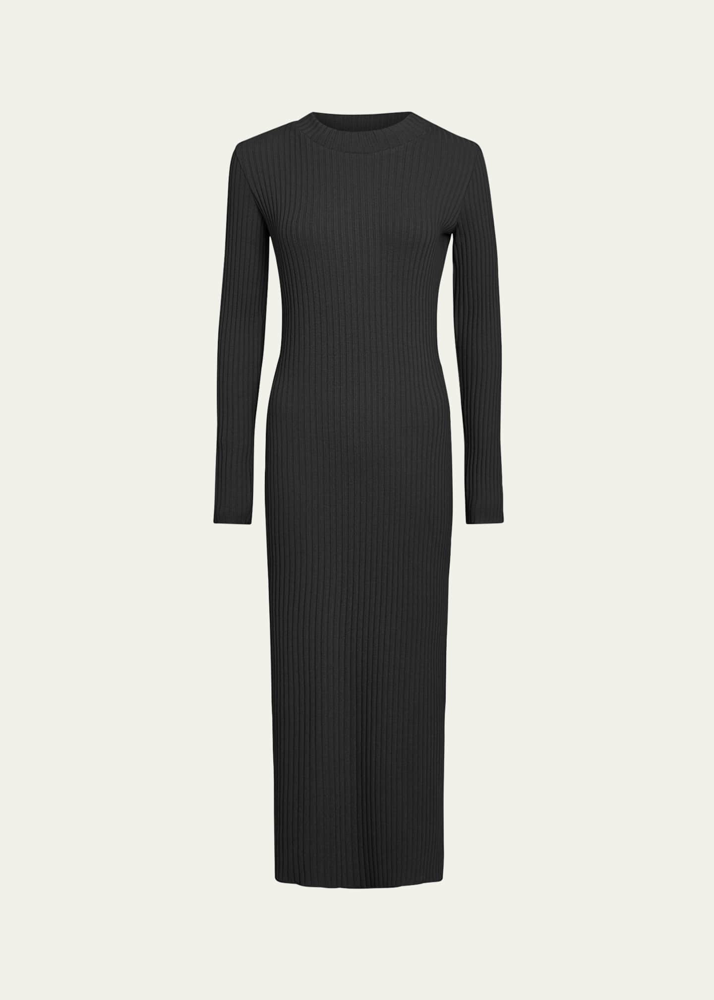 Vince Ribbed Long-Sleeve Midi Dress Image 1 of 4