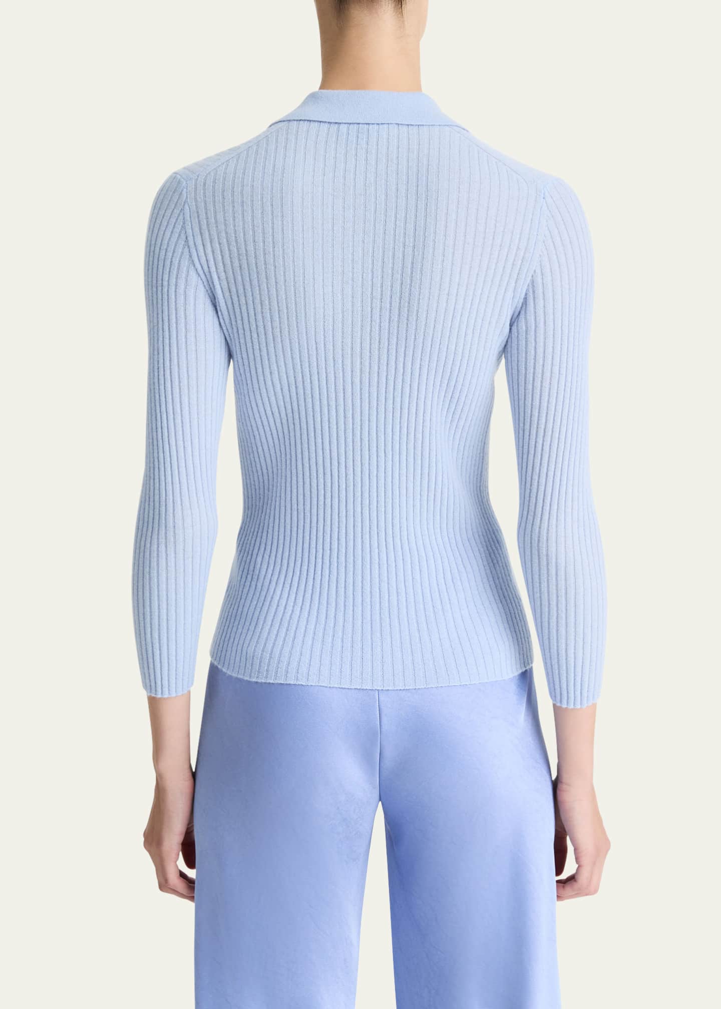 Vince Mulberry Silk-Blend Polo Top Image 3 of 4