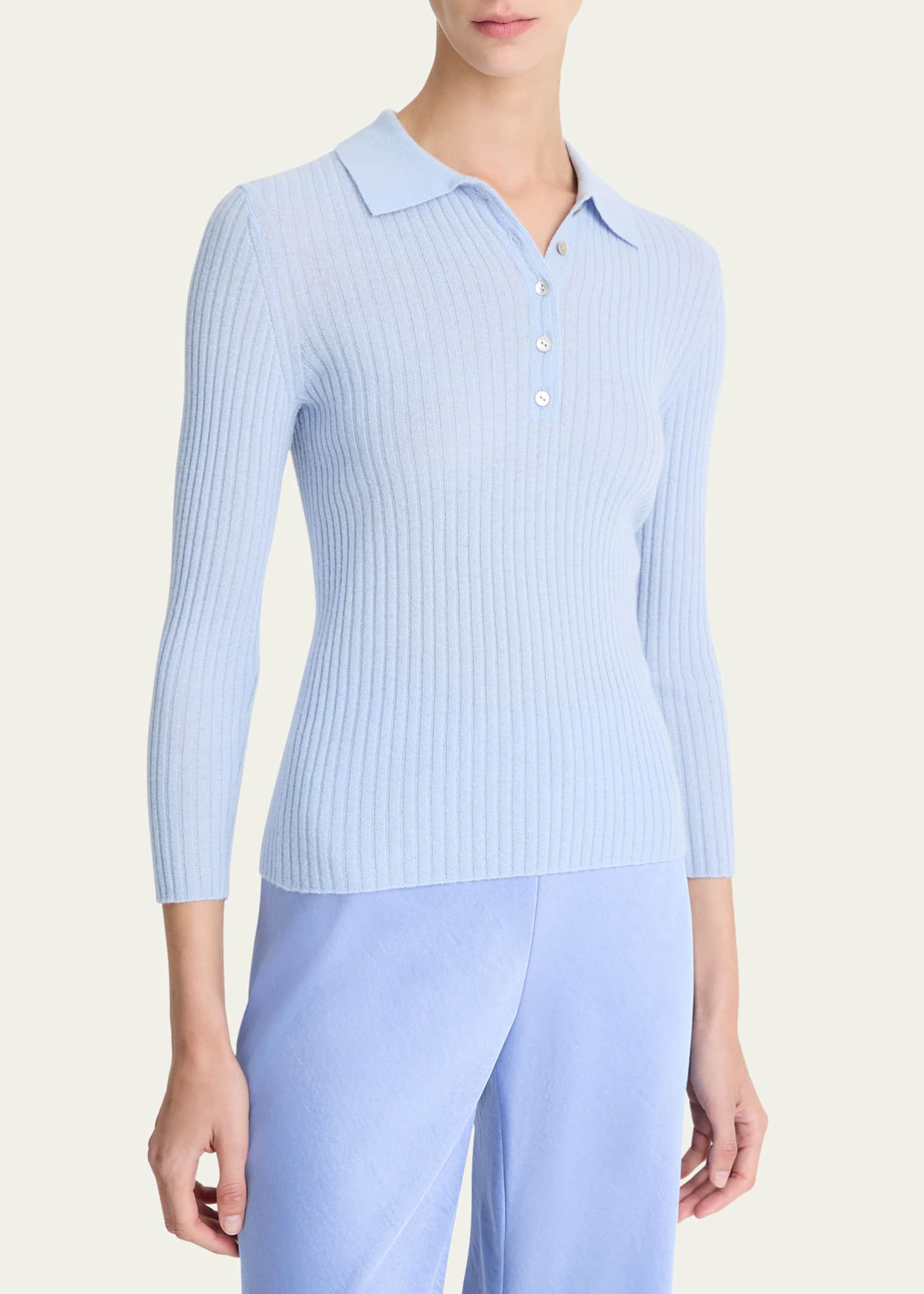 Vince Mulberry Silk-Blend Polo Top Image 4 of 4