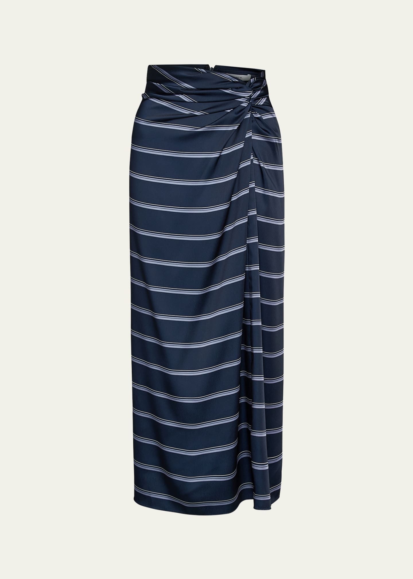 Vince Gathered Rugby Stripe Midi Skirt Image 1 of 4
