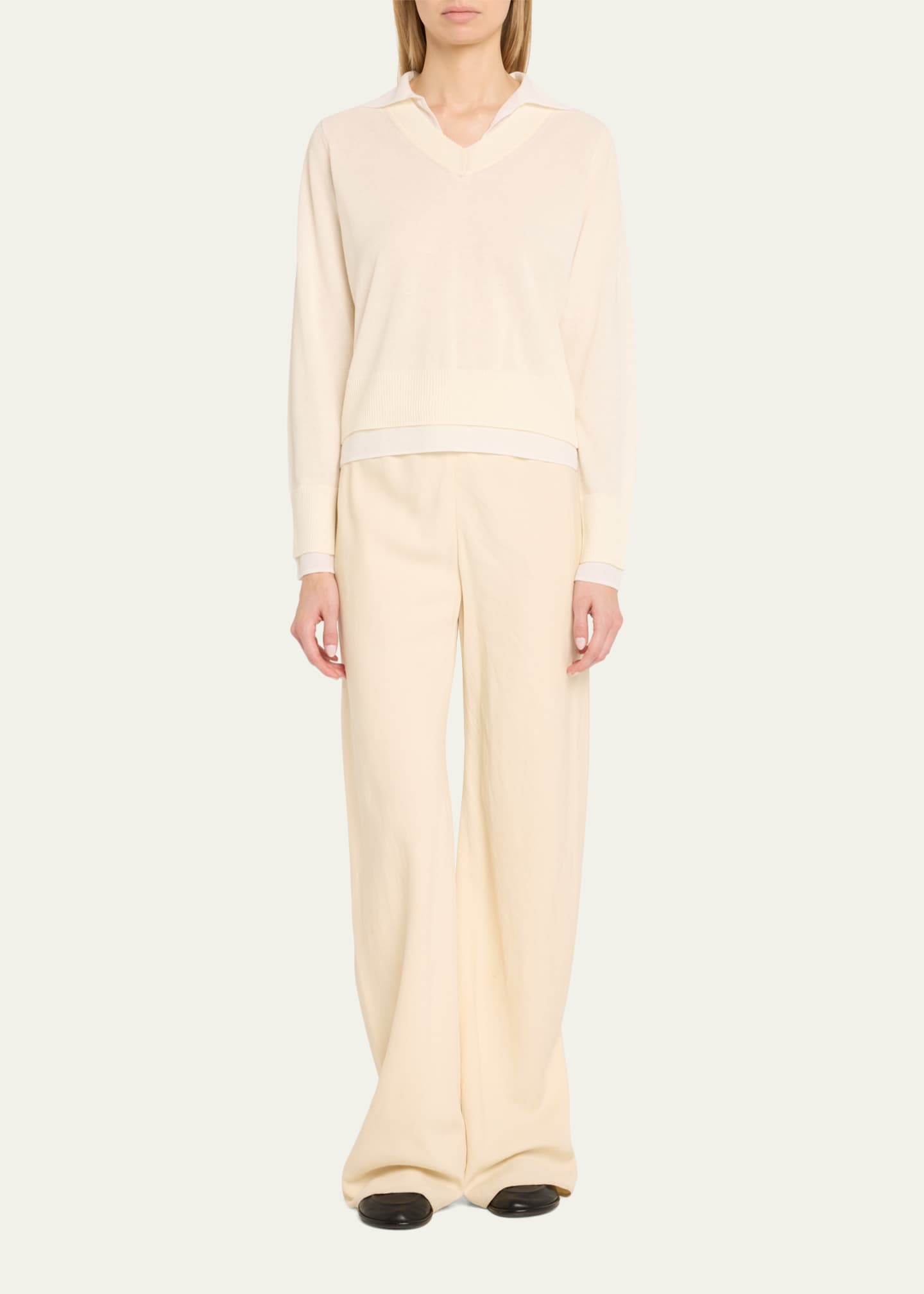 Vince Fine Knit Layered Collared Sweater Image 2 of 5