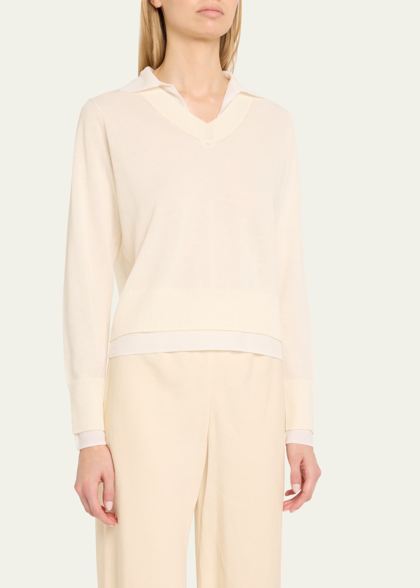 Vince Fine Knit Layered Collared Sweater Image 4 of 5