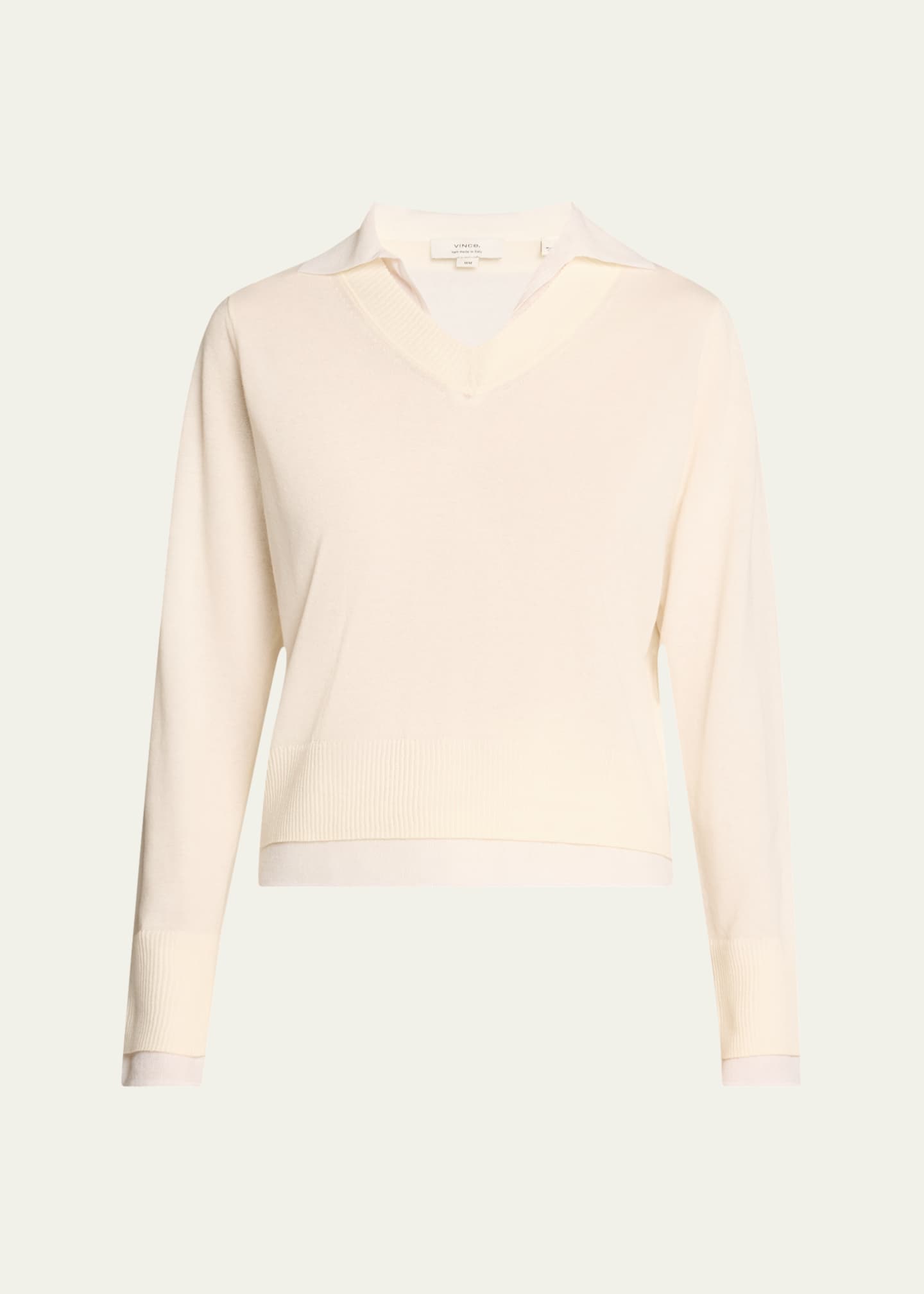 Vince Fine Knit Layered Collared Sweater Image 1 of 5