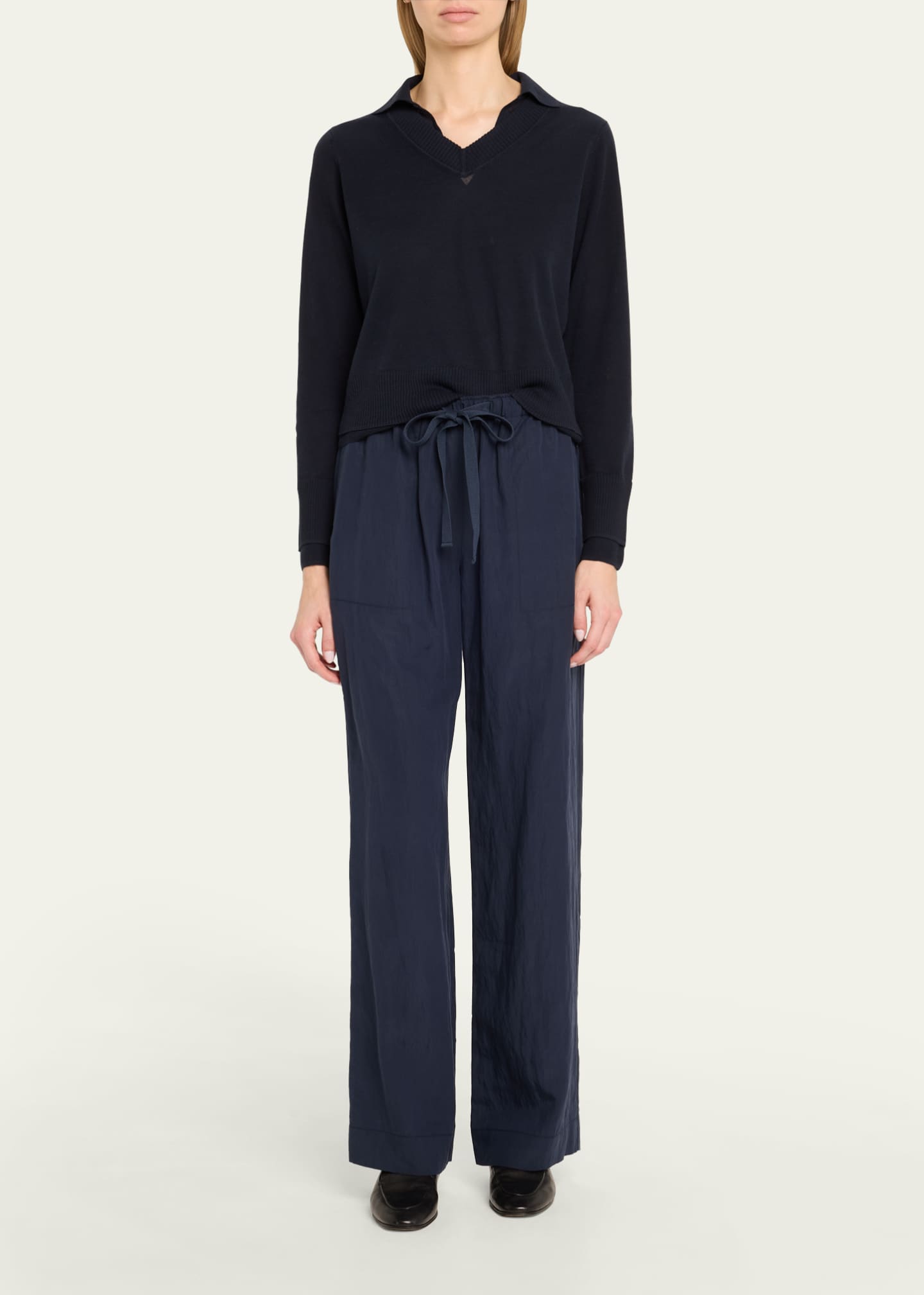 Fine Knit Layered Collared Sweater
