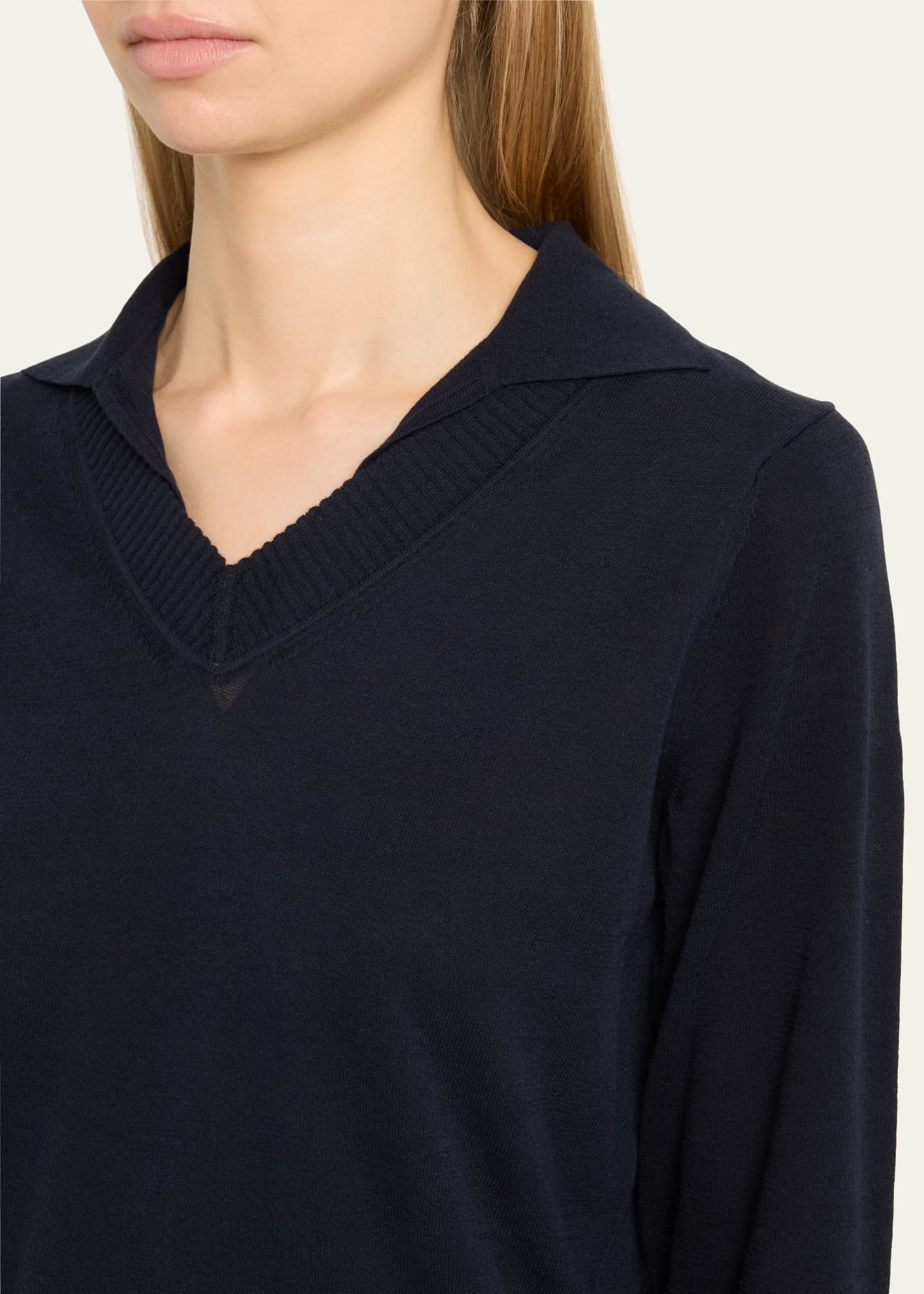 Fine Knit Layered Collared Sweater