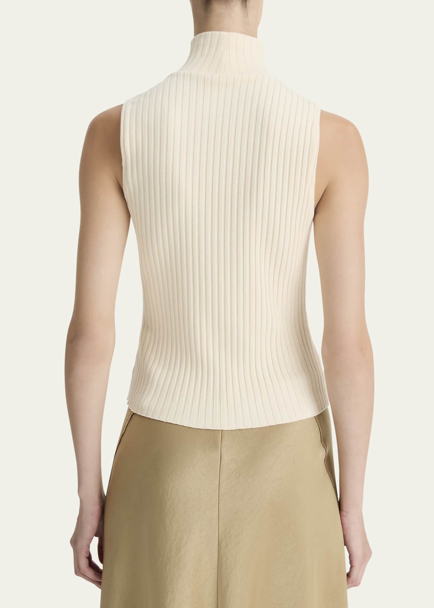 Vince Ribbed Sleeveless Turtleneck Top Image 3 of 4