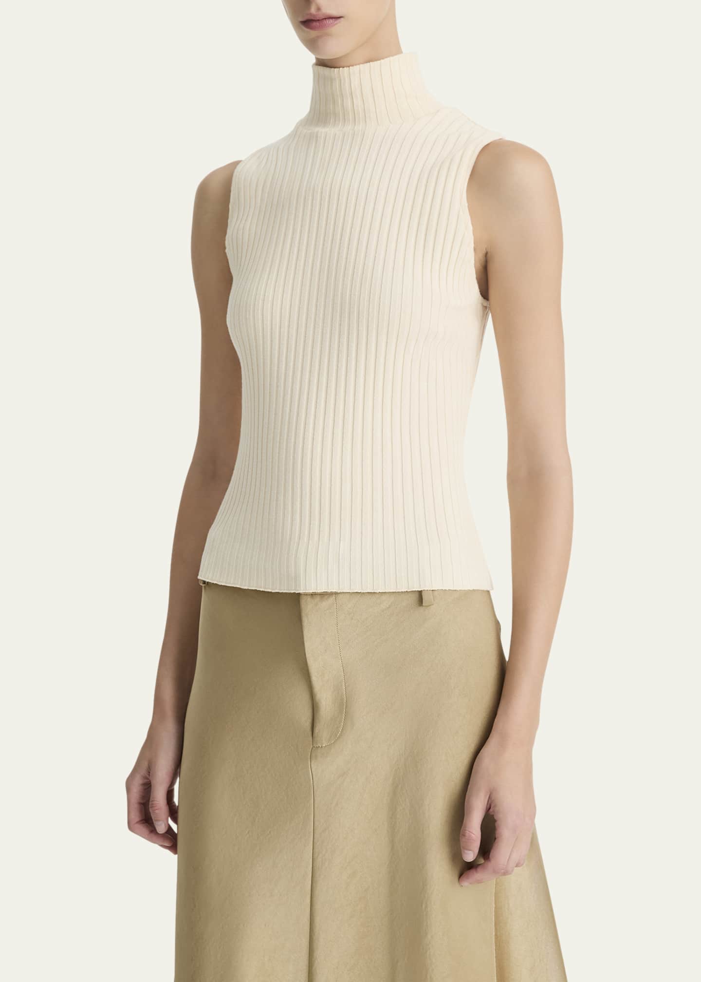 Vince Ribbed Sleeveless Turtleneck Top Image 4 of 4