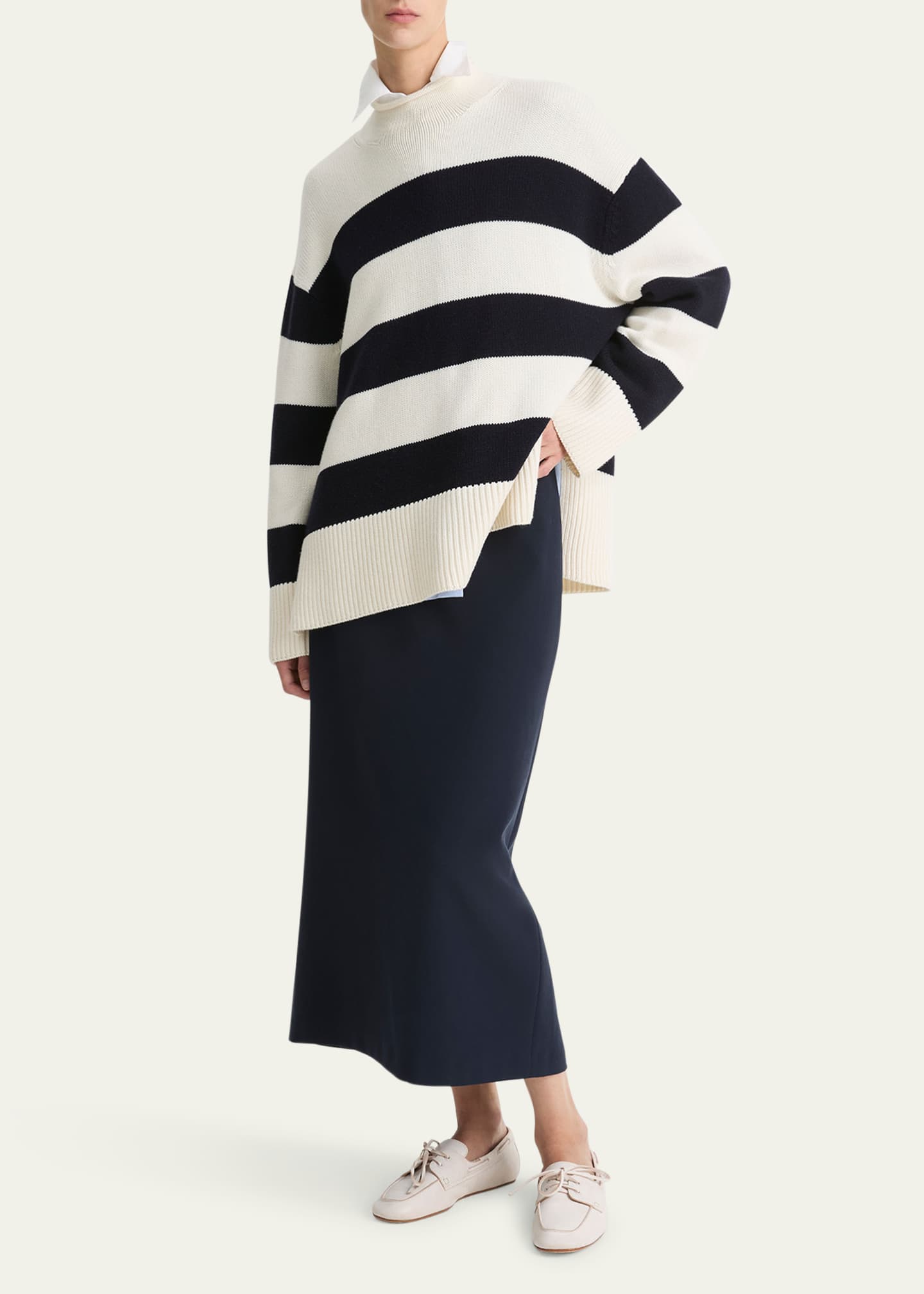 Vince Oversized Stripe Roll-Neck Sweater Image 2 of 4