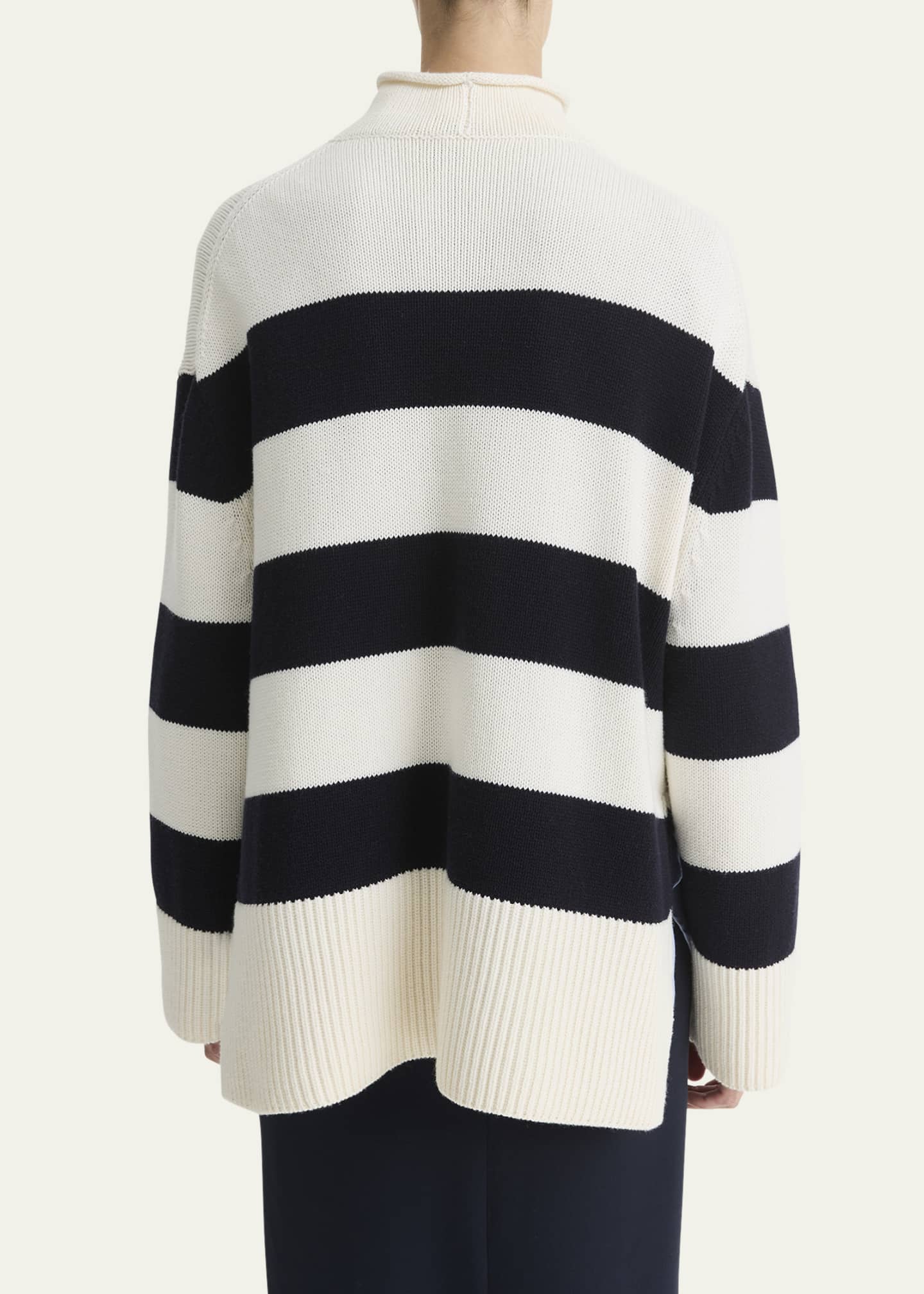 Vince Oversized Stripe Roll-Neck Sweater Image 3 of 4