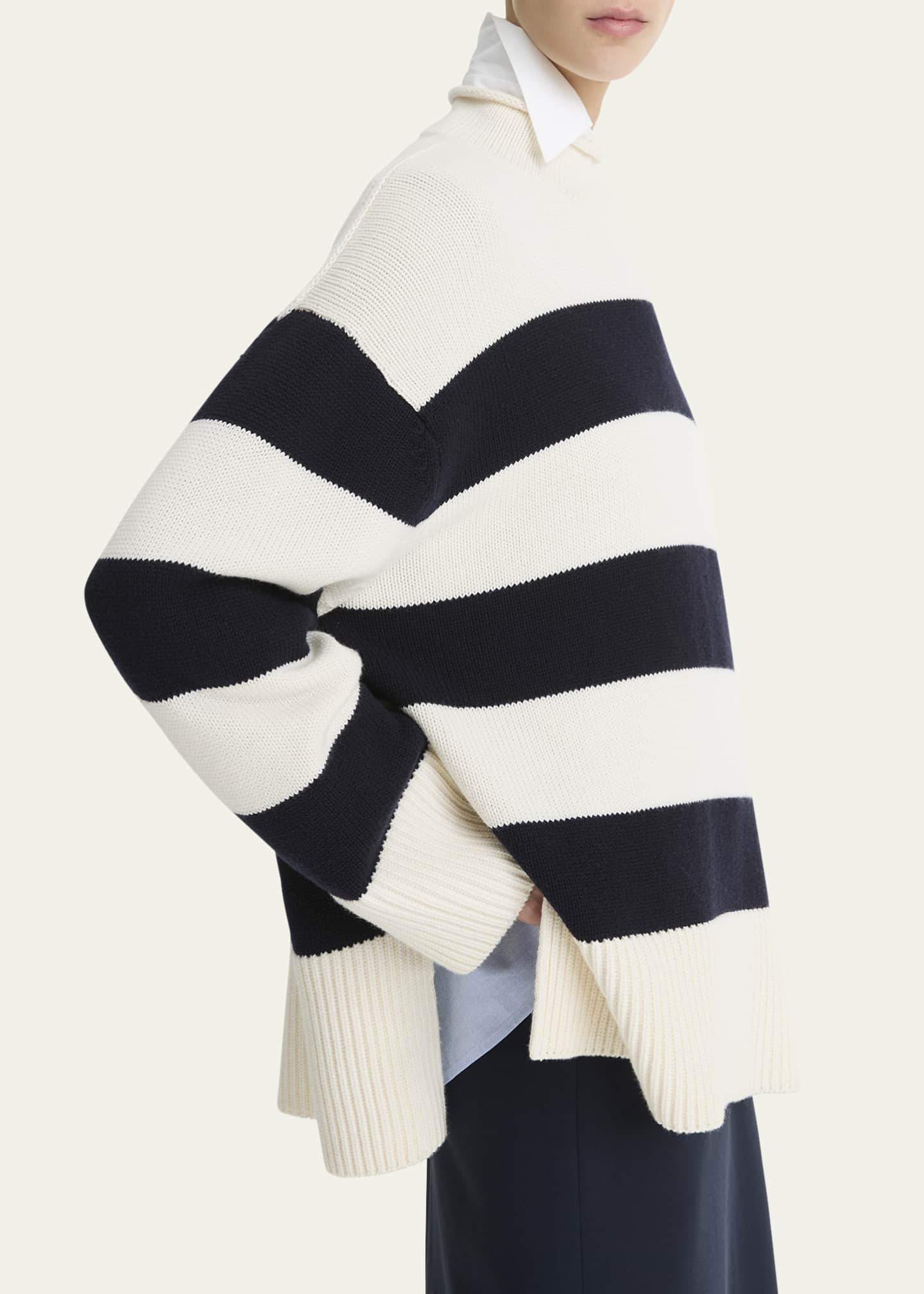Vince Oversized Stripe Roll-Neck Sweater Image 4 of 4