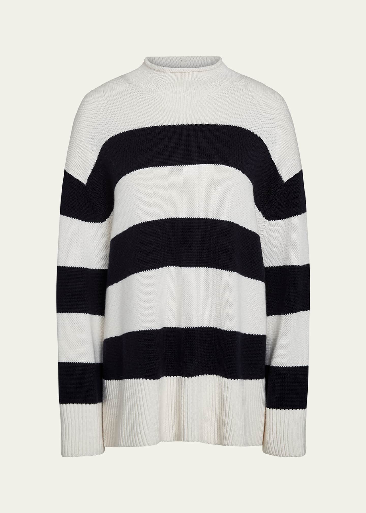 Vince Oversized Stripe Roll-Neck Sweater Image 1 of 4