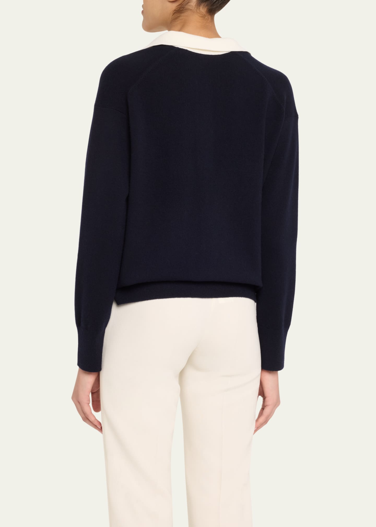 Vince Contrast Collar Wool-Cashmere Polo Sweater Image 3 of 5