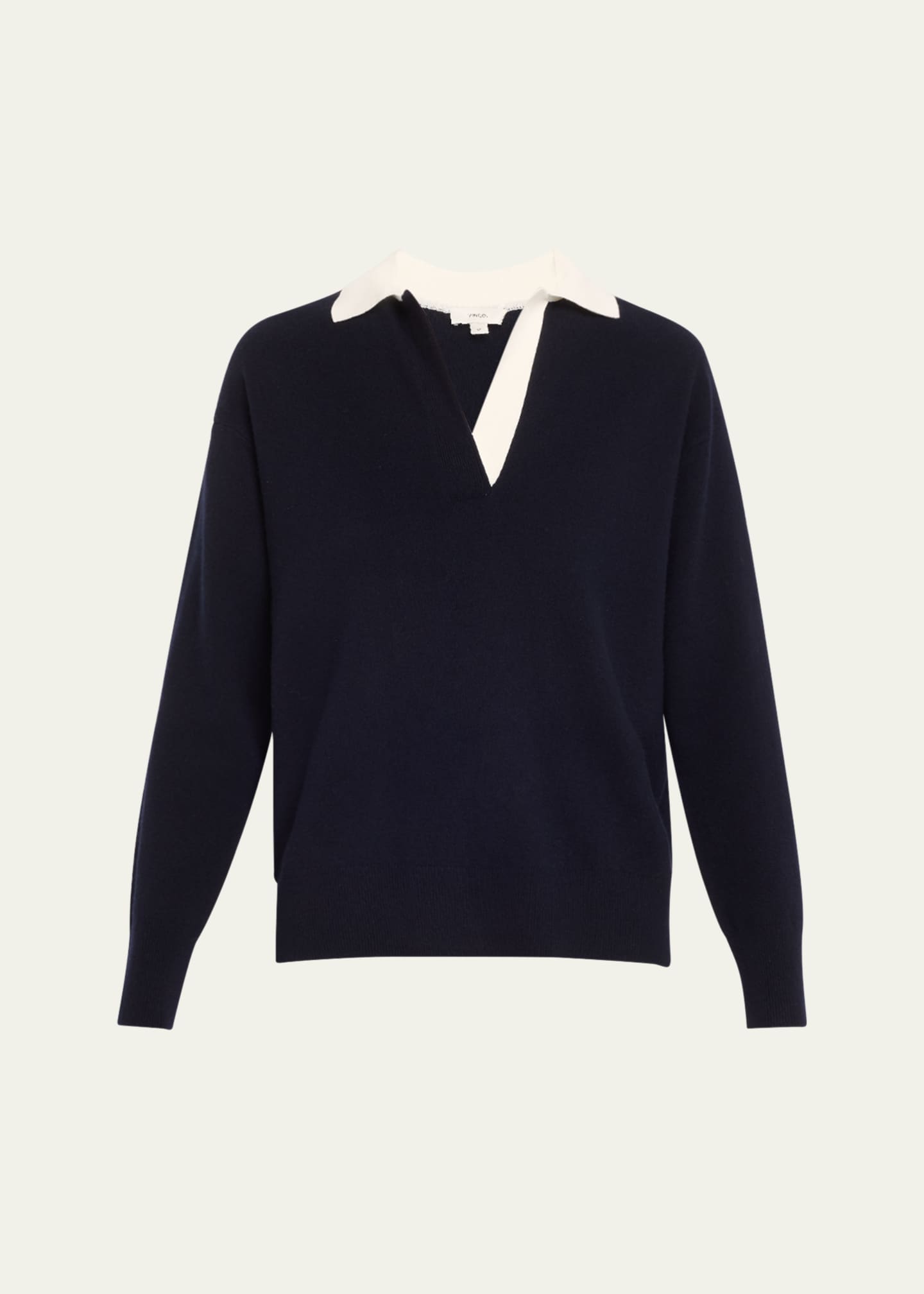 Vince Contrast Collar Wool-Cashmere Polo Sweater Image 1 of 5