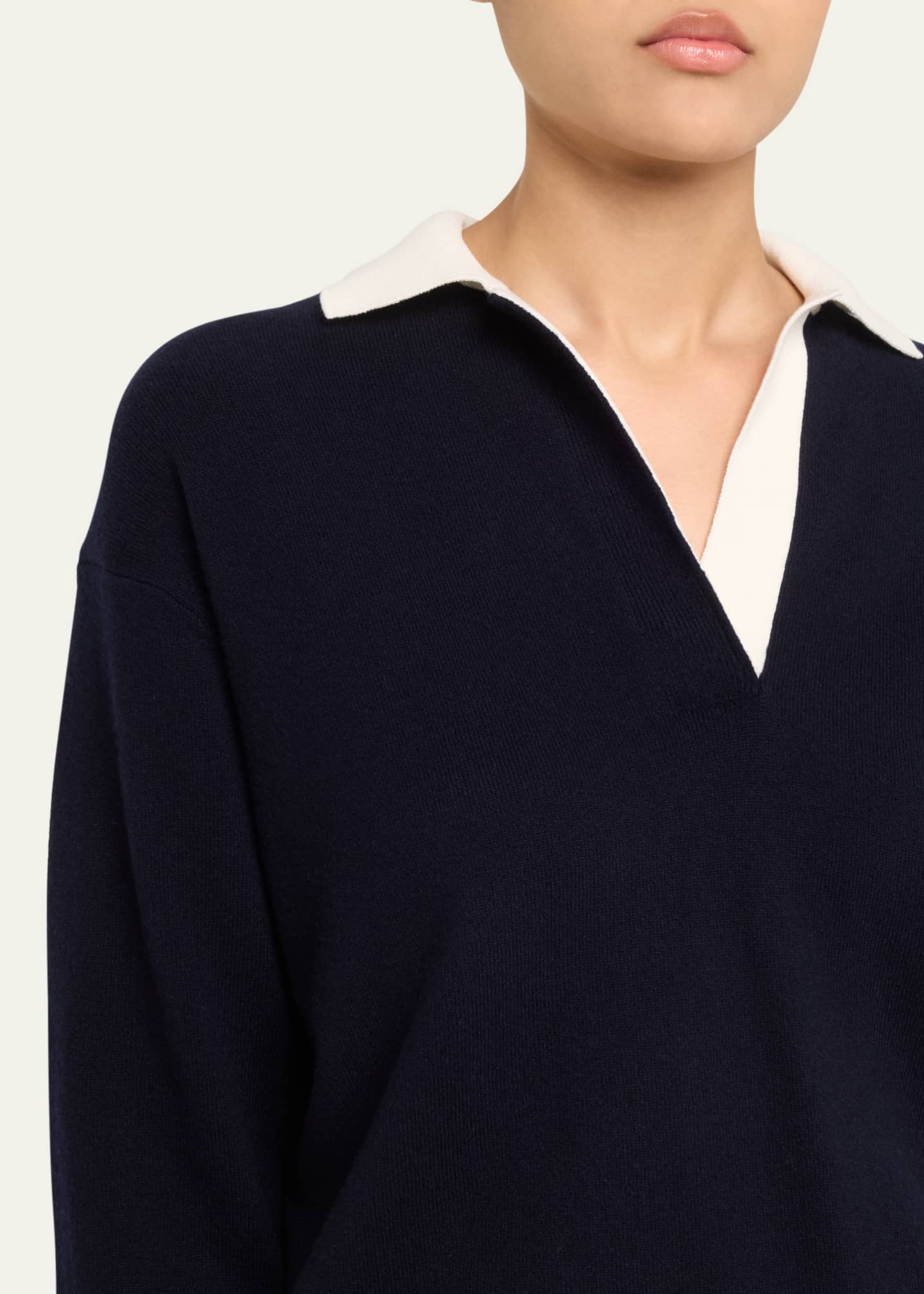 Vince Contrast Collar Wool-Cashmere Polo Sweater Image 5 of 5