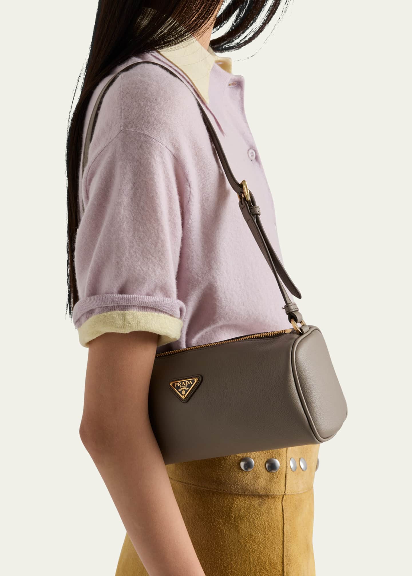 Prada Soft Grain Leather Shoulder Bag Image 2 of 4